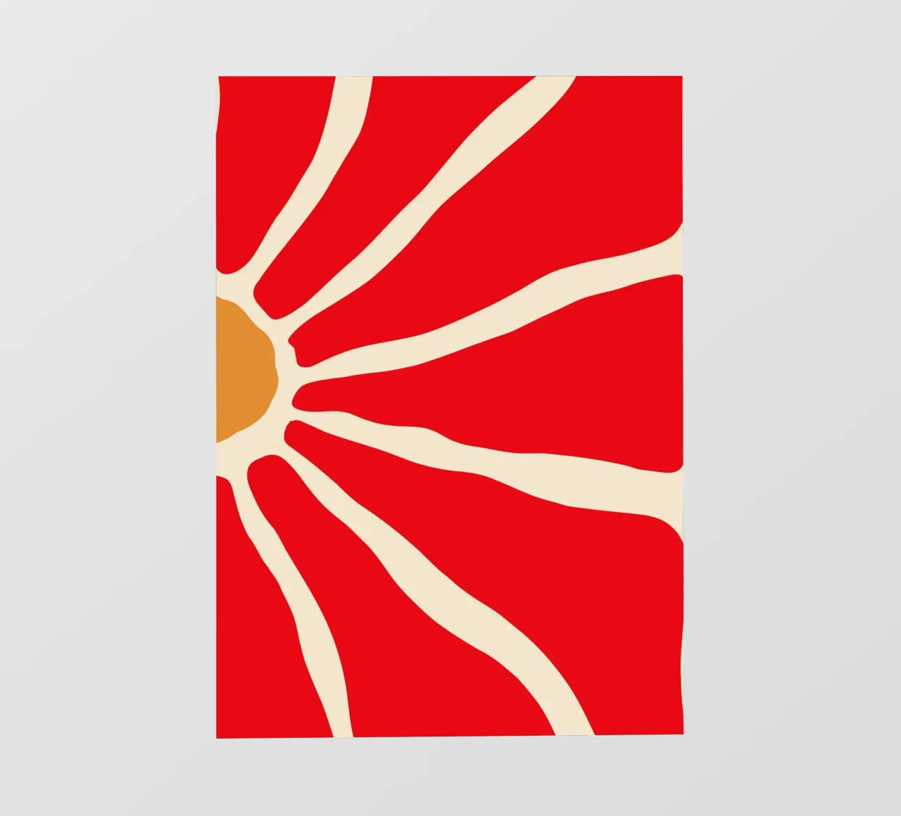 Audace fiore astratto in rosso e arancione con linee organiche pellicola backlit da The Art Club