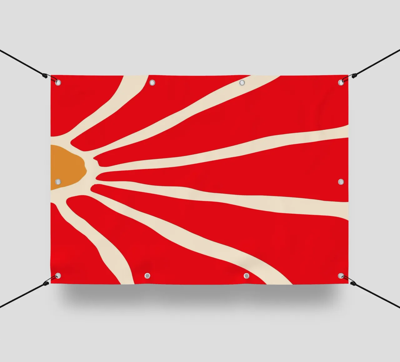 Audace fiore astratto in rosso e arancione con linee organiche telo in pvc da The Art Club