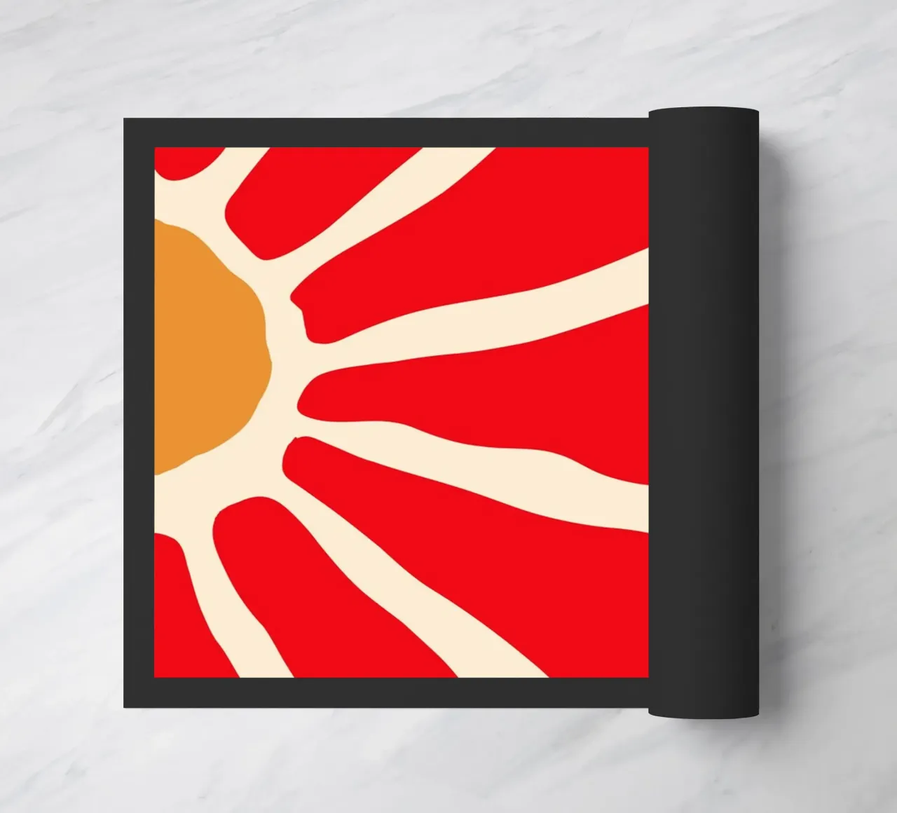 Audace fiore astratto in rosso e arancione con linee organiche zerbino da The Art Club
