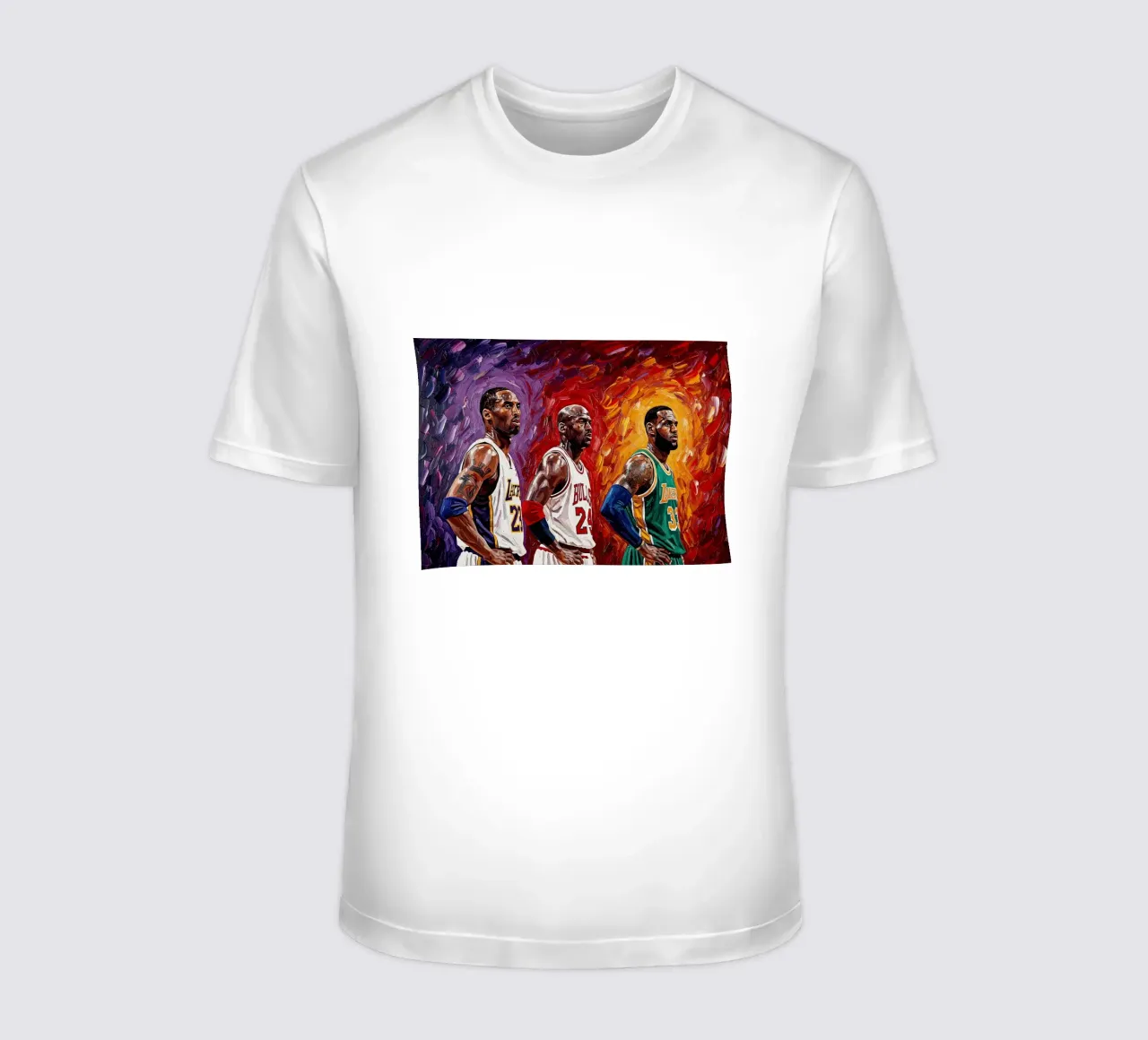 Kobe, Jordan, LeBron: una schiacciata in stile Van Gogh t-shirt da willtahuyshop