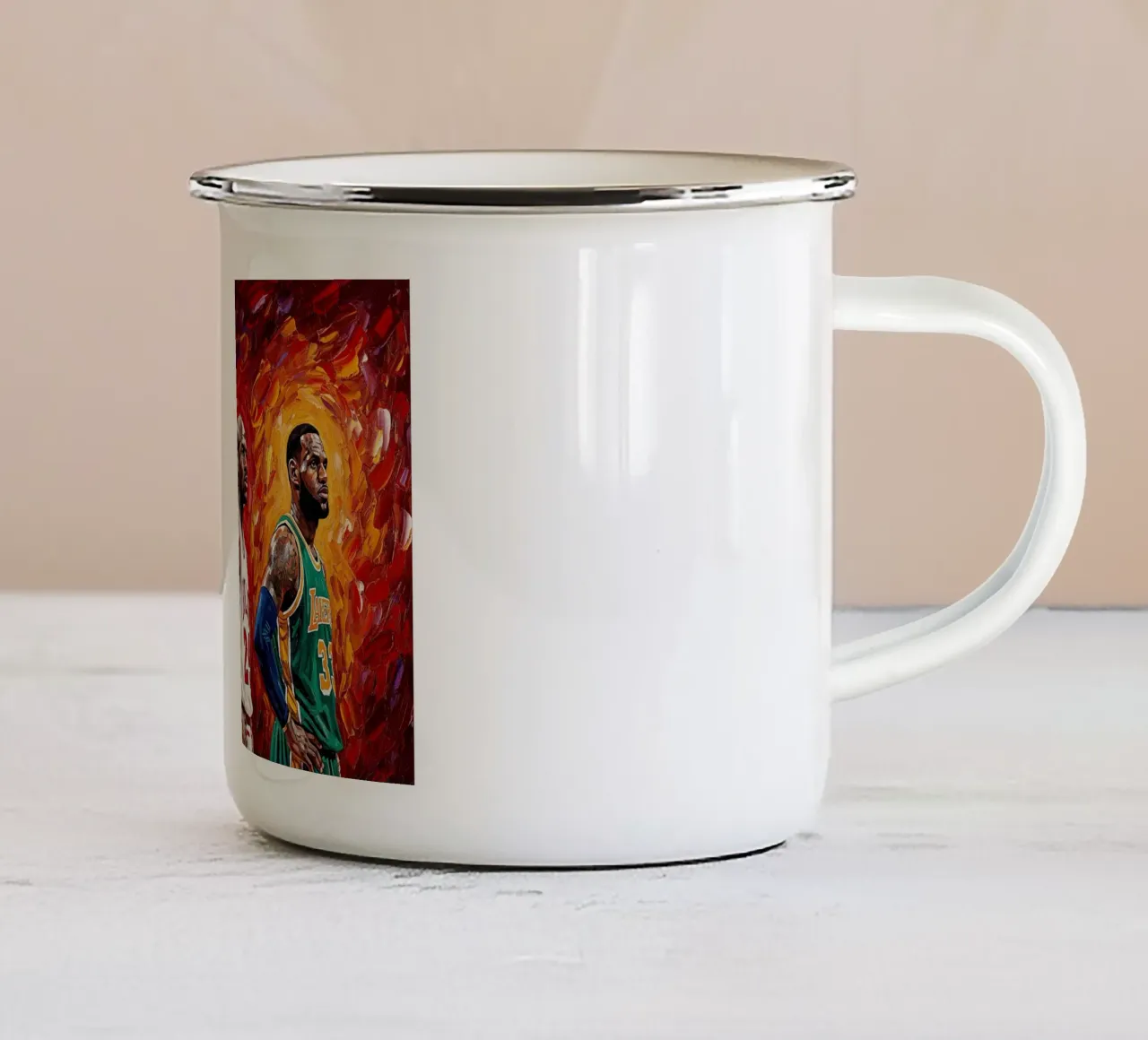 Kobe, Jordan, LeBron: una schiacciata in stile Van Gogh tazza in smalto da willtahuyshop