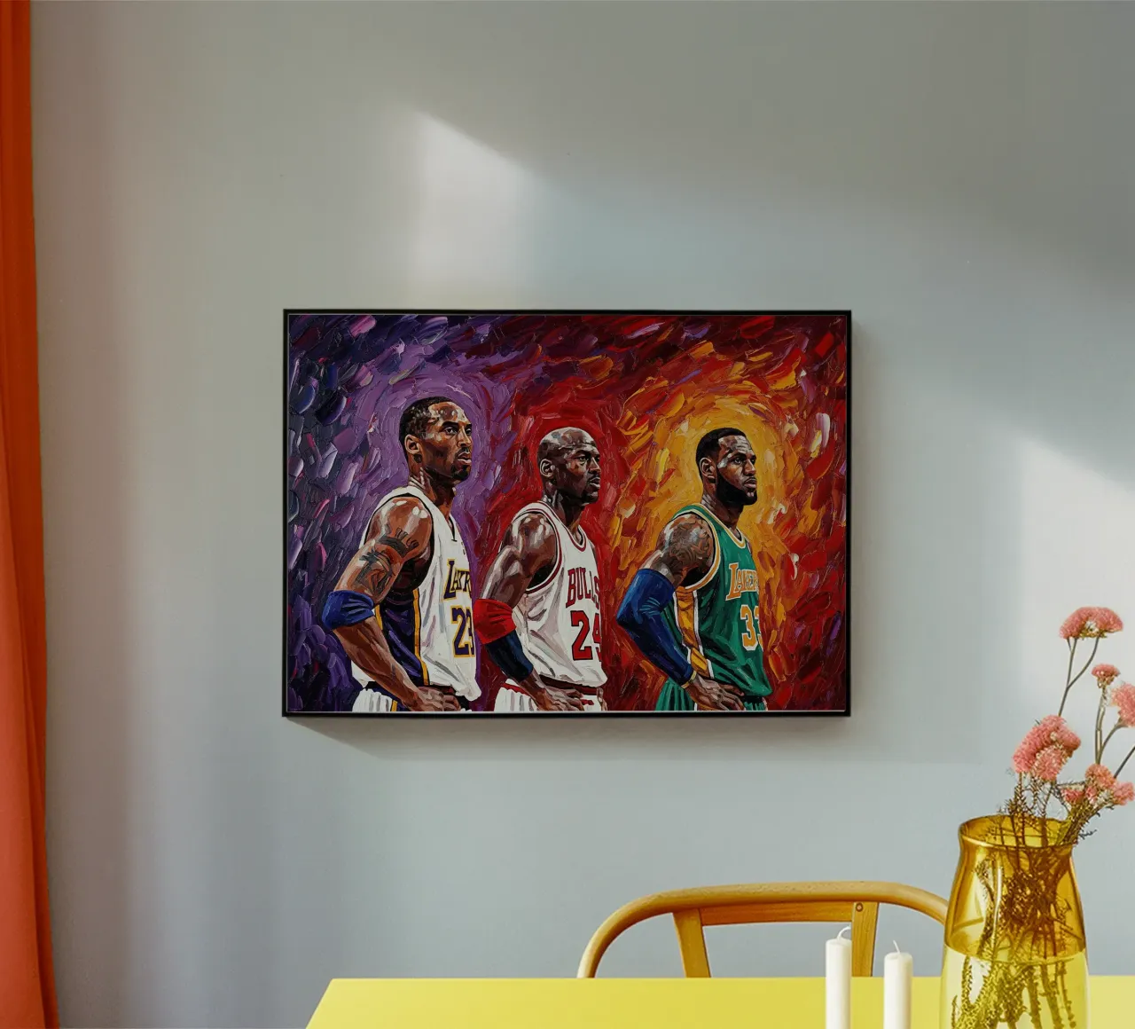 Kobe, Jordan, LeBron: una schiacciata in stile Van Gogh plexiglass da willtahuyshop