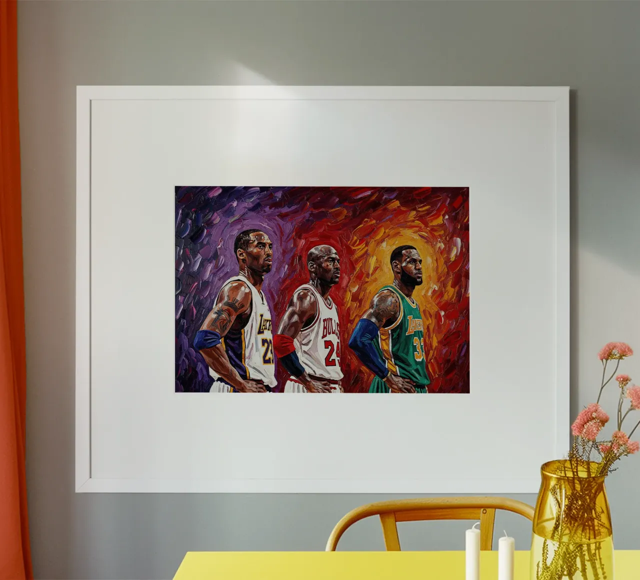Kobe, Jordan, LeBron: una schiacciata in stile Van Gogh carta hahnemühle da willtahuyshop