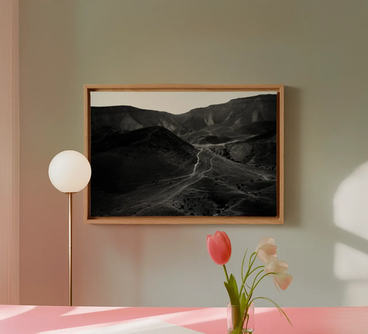 Mountains of the Judean Desert 5 canvas with Floater frame by Tal Paz-Fridman
