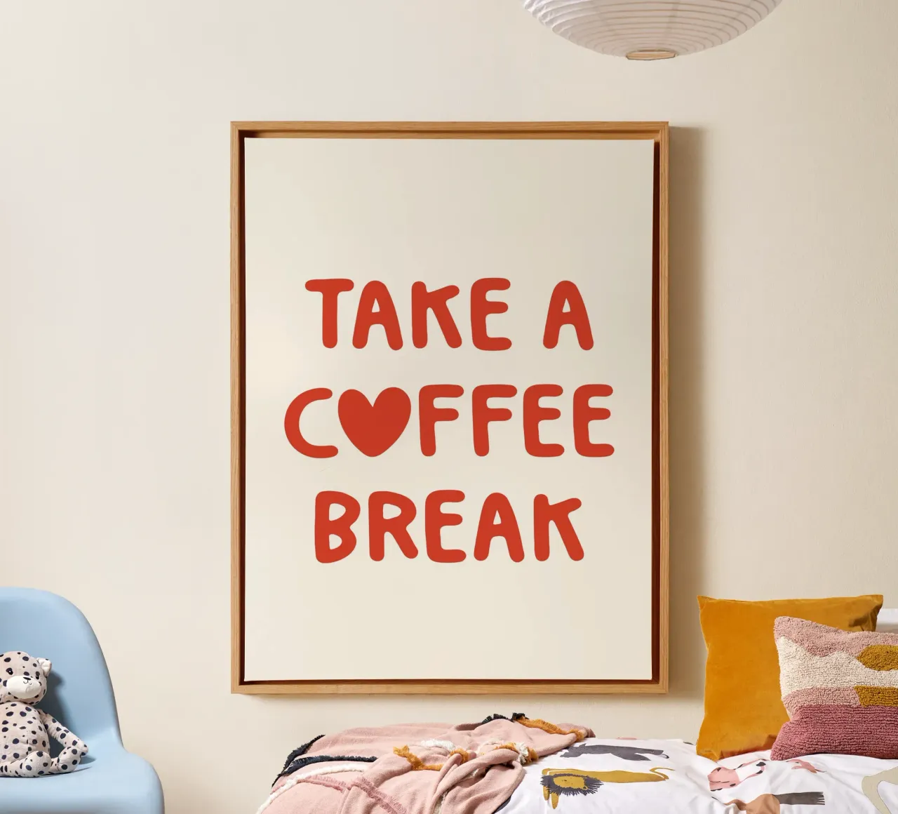 Machen Sie eine Kaffeepause Leinwand mit Schattenfugenrahmen von Paigaam Studio