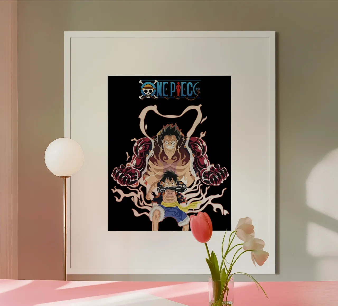 Monkey D Luffy One Piece poster con telaio in legno da Musadad Shop