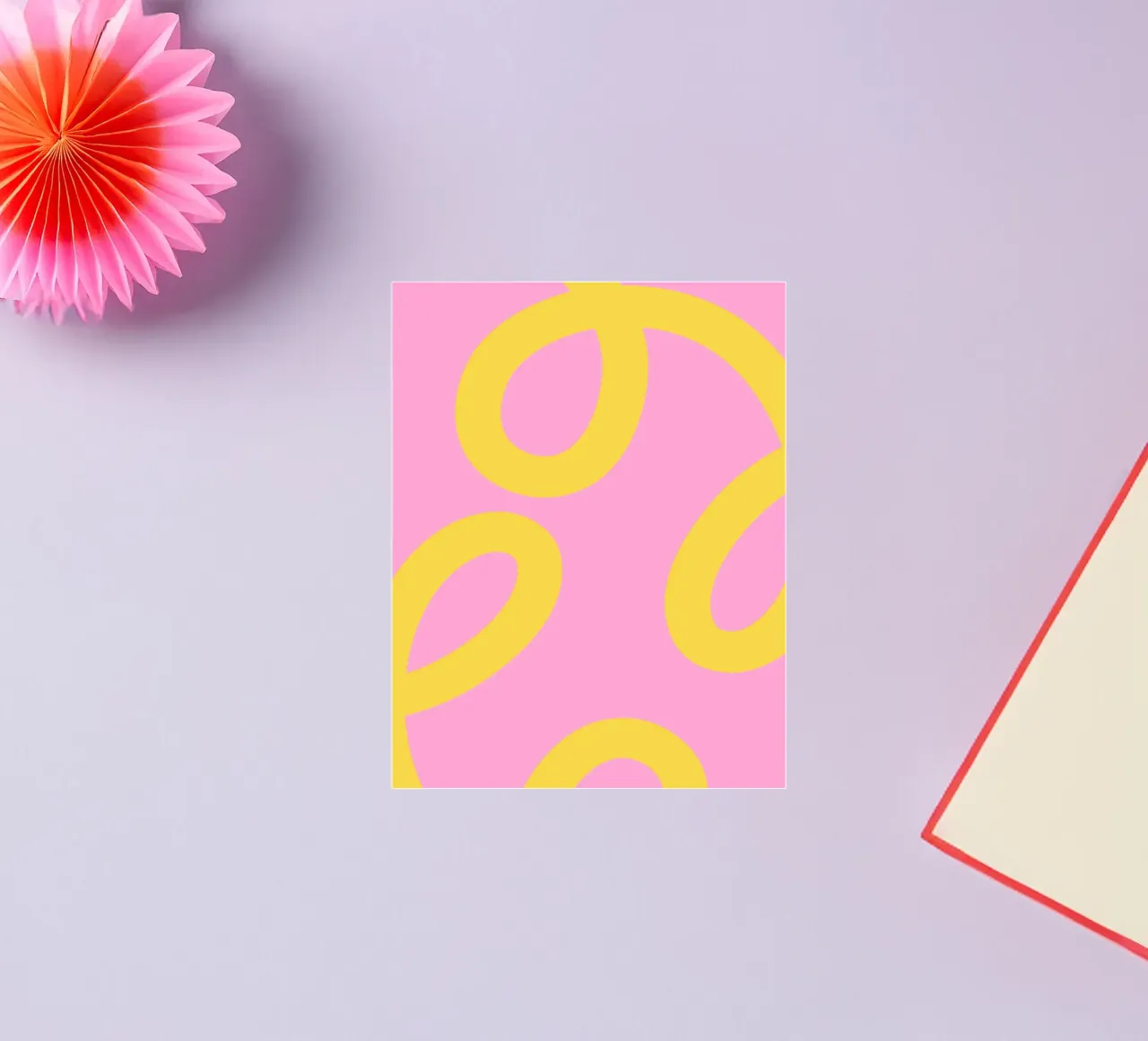 Playful Yellow Swirl Pattern on Pink Background Sticker von The Art Club