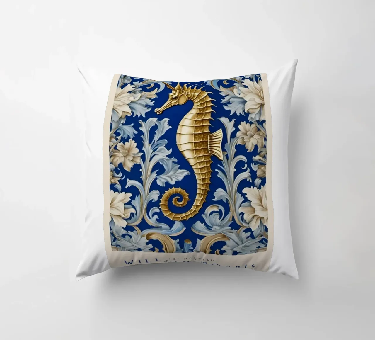 golden seahorse decorative cushion by Ropech Shop