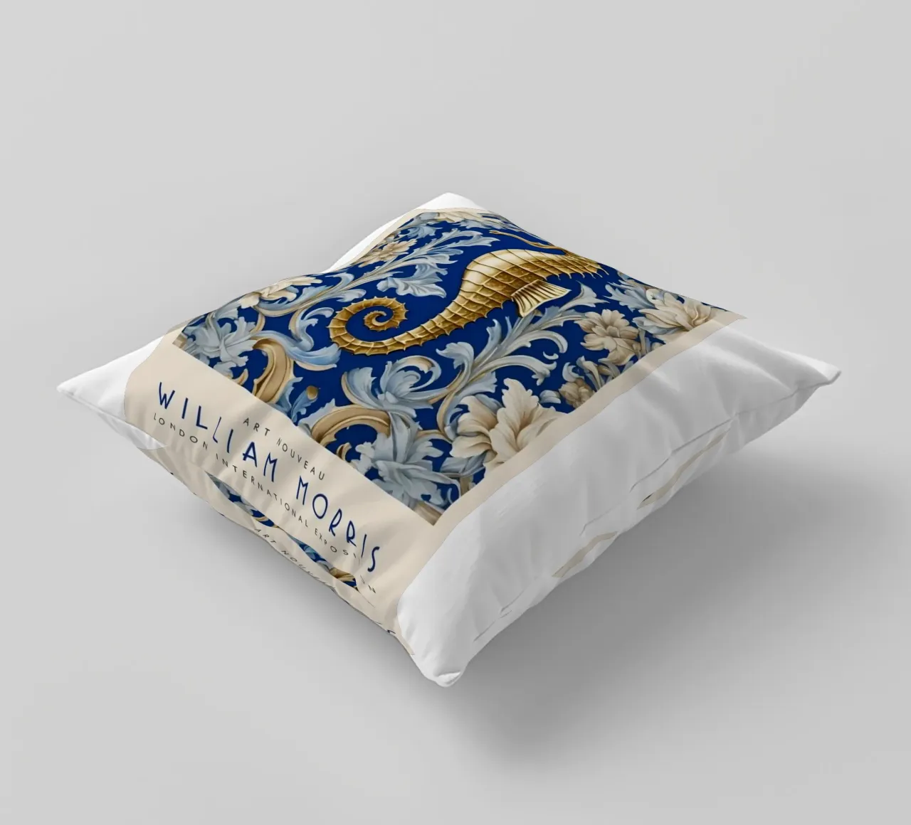 golden seahorse decorative cushion by Ropech Shop