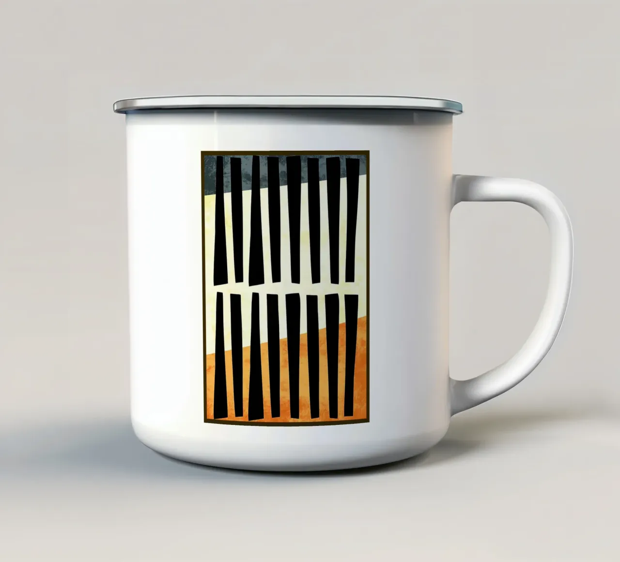 Linee nere astratte tazza in smalto da Edson Studio