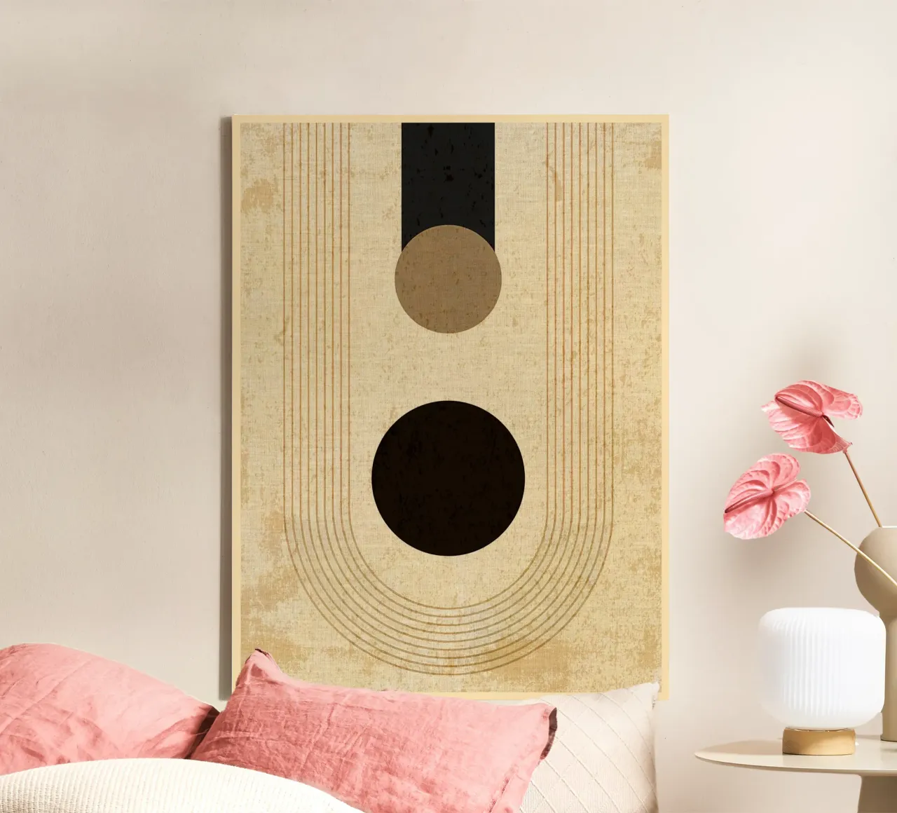 Abstracte cirkel moderne kunst canvas met Baklijst van Edson Studio