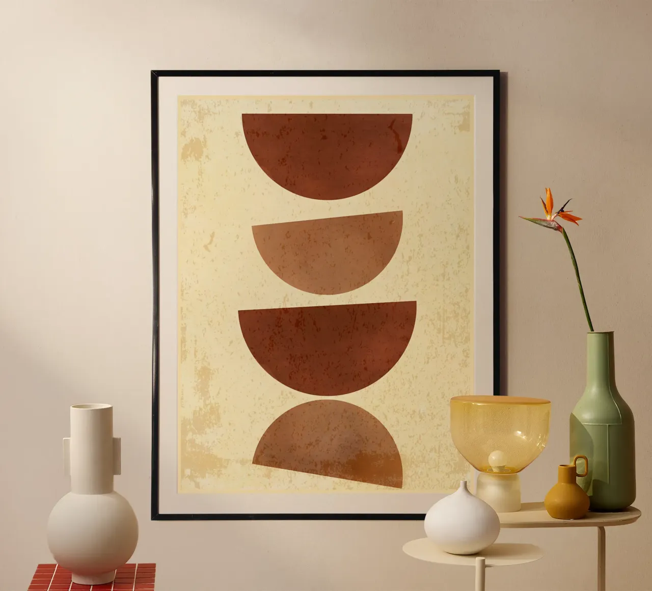 Fasi lunari estetiche boho poster con telaio in alluminio da Edson Studio