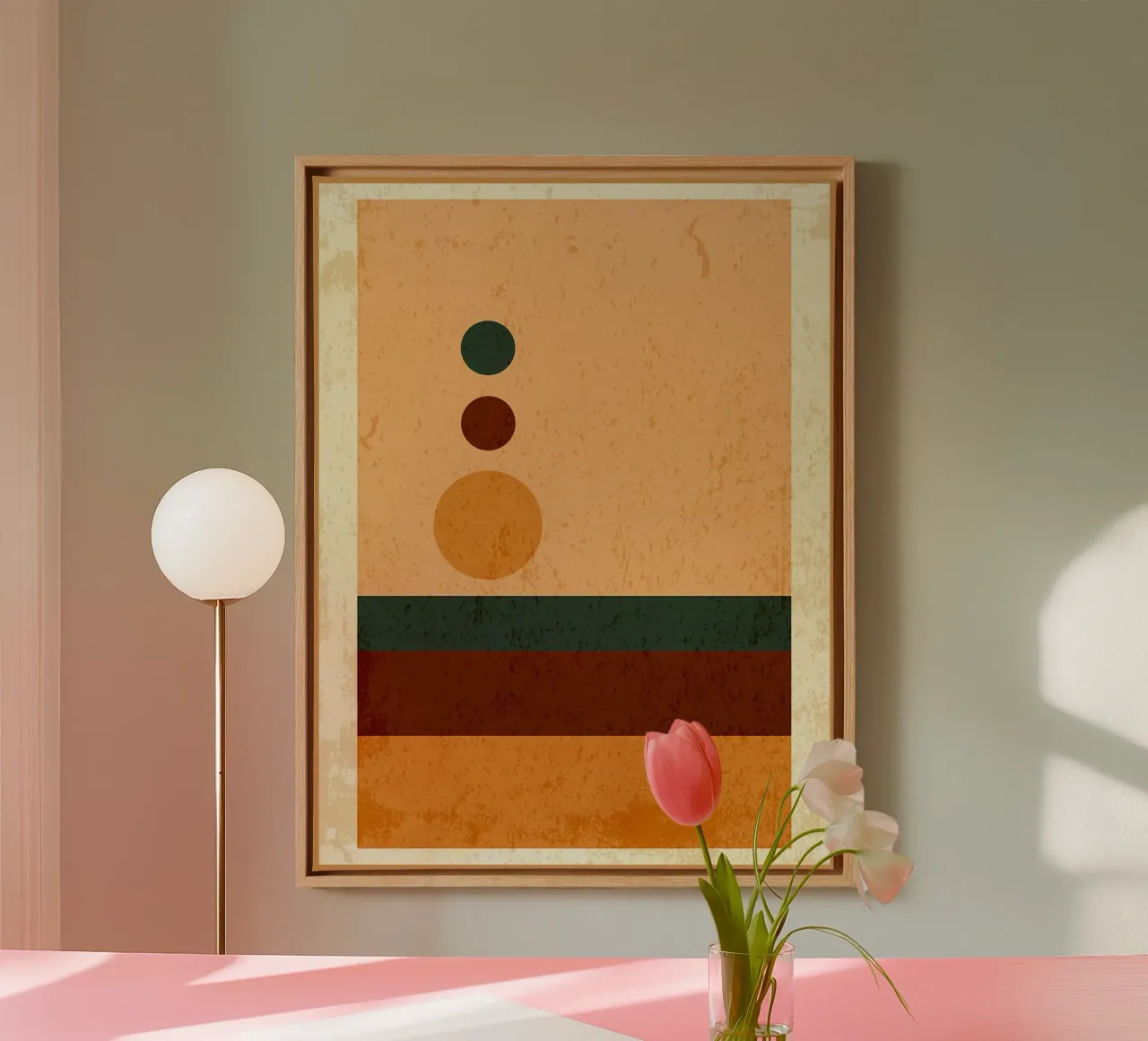 Bauhaus circle line shapes canvas with Floater frame by Edson Studio