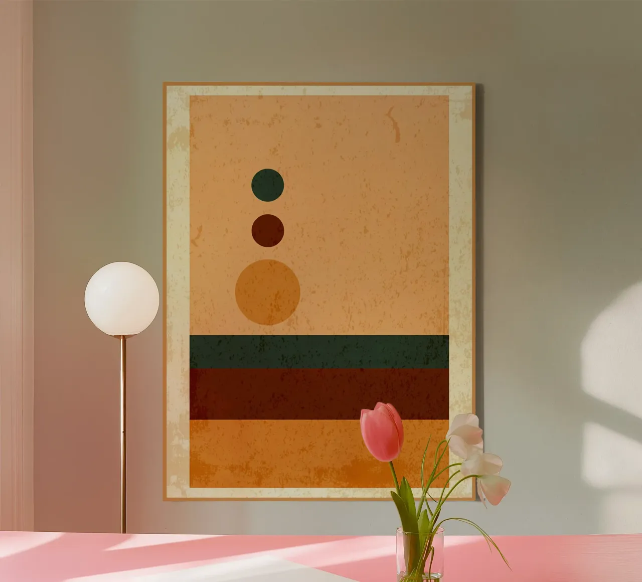 Bauhaus circle line shapes canvas with Floater frame by Edson Studio