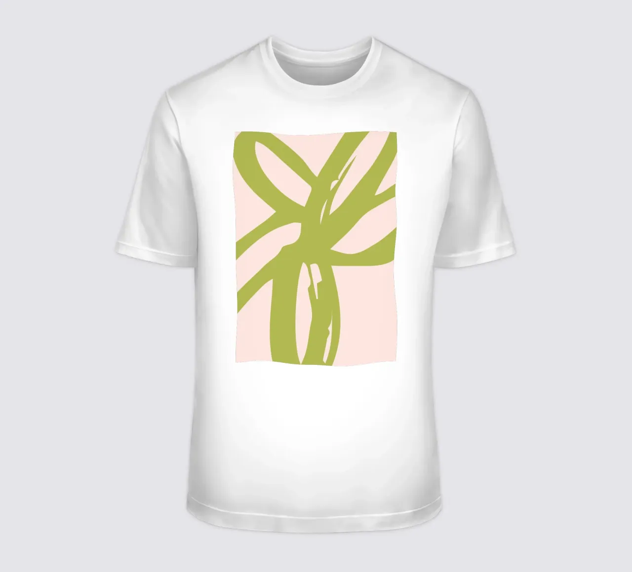 Organic Green Brushstroke Design on Soft Beige Background t-shirt by The Art Club