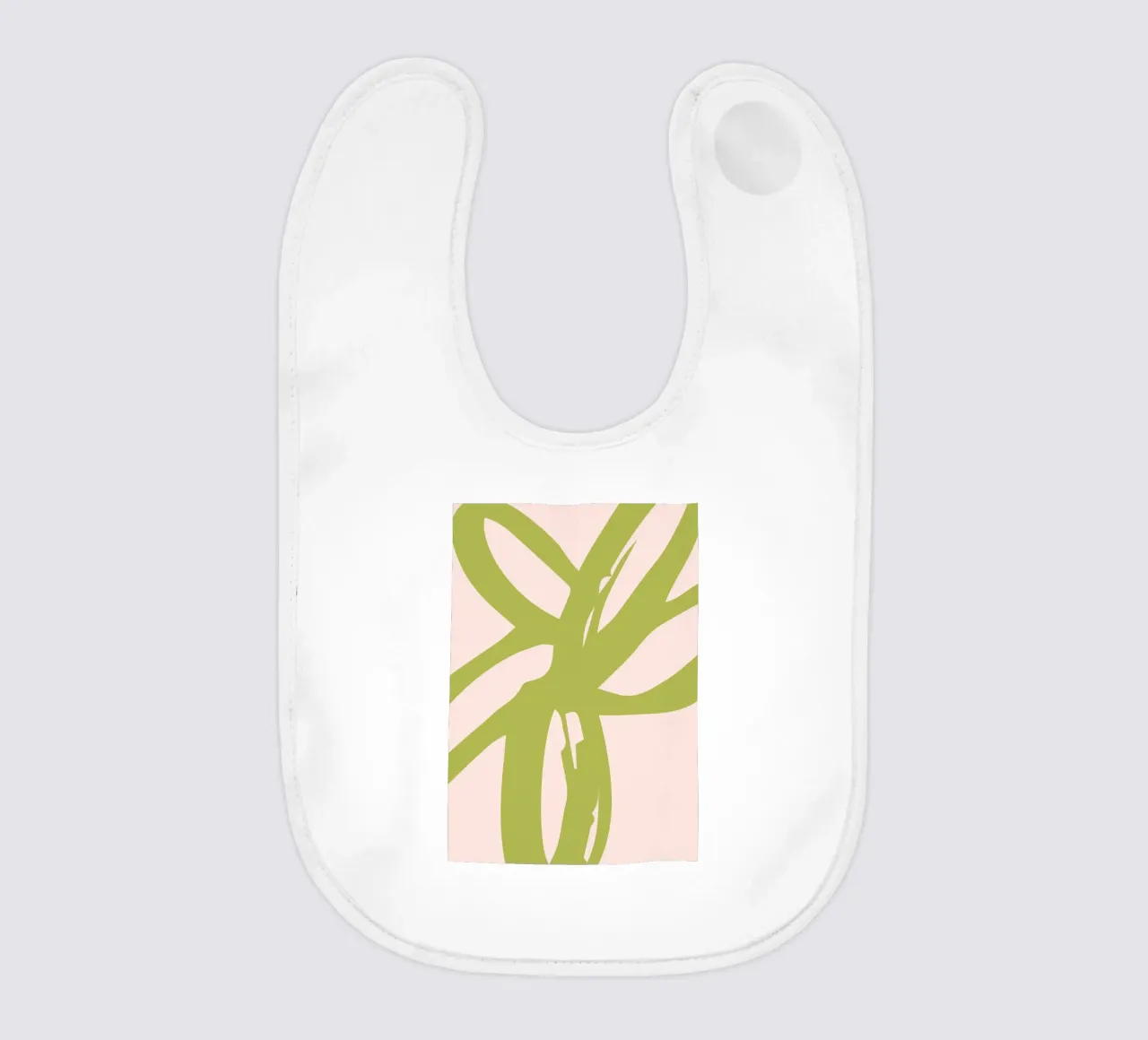 Organic Green Brushstroke Design on Soft Beige Background baby bib by The Art Club
