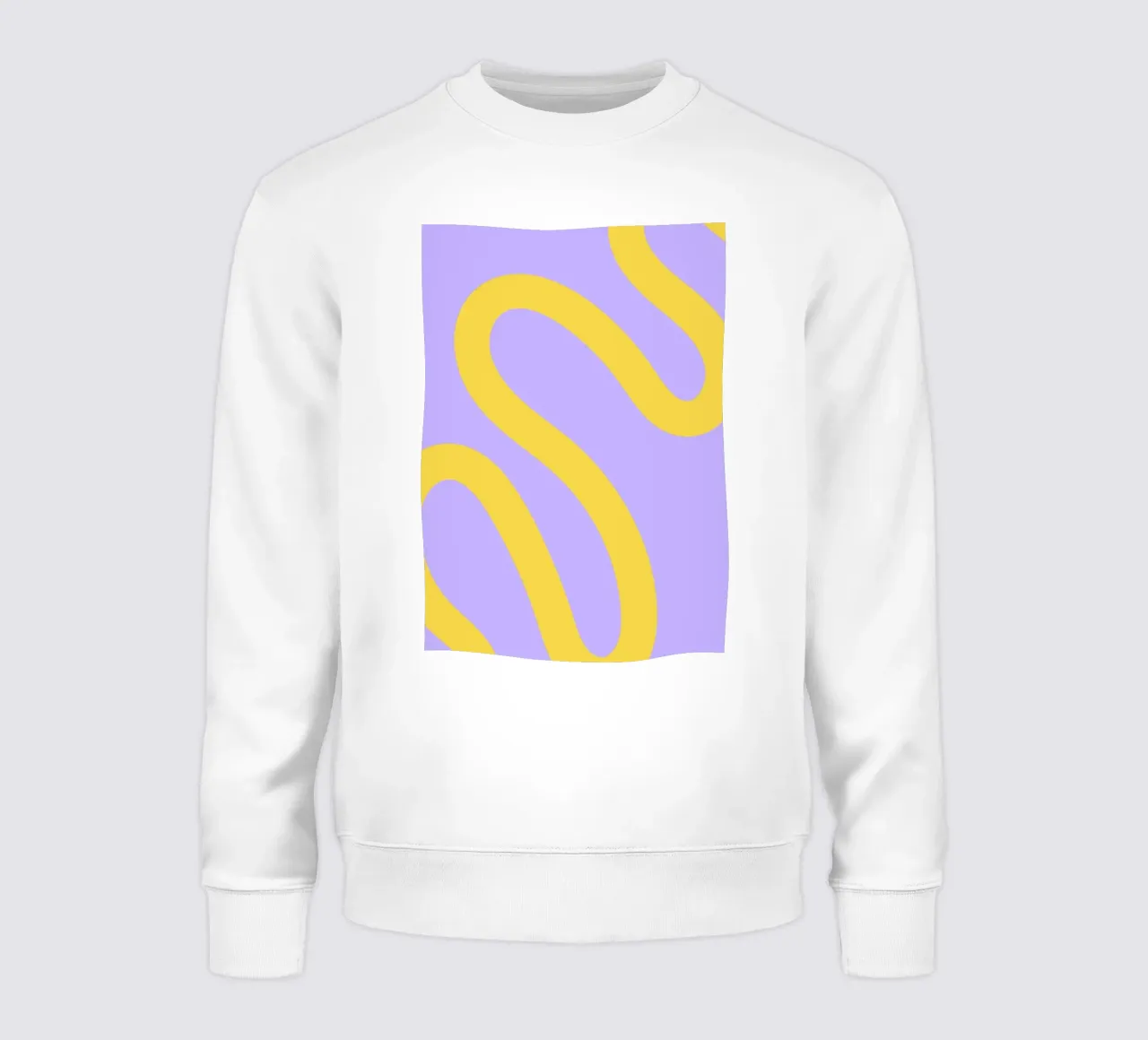 Wavy Yellow Line Pattern on Soft Lavender Background sweatshirt by The Art Club