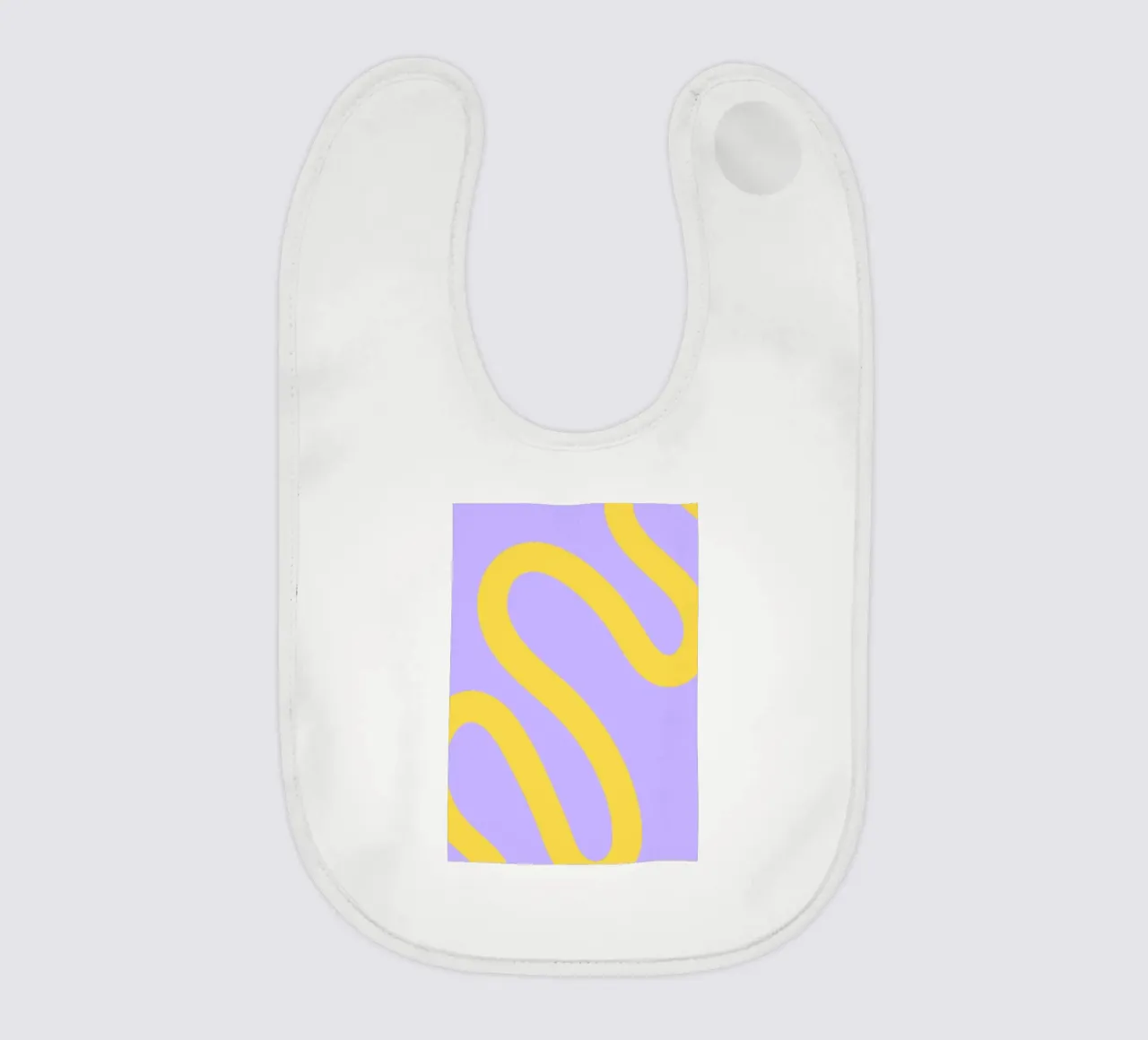 Motivo a linee gialle ondulate su sfondo lavanda tenue bavaglino da The Art Club