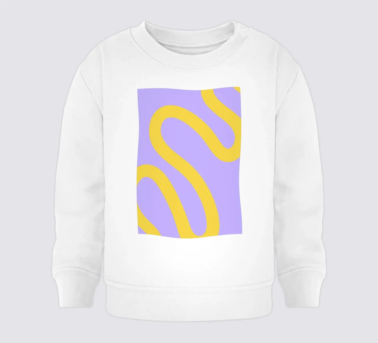 Wavy Yellow Line Pattern on Soft Lavender Background baby sweatshirt by The Art Club