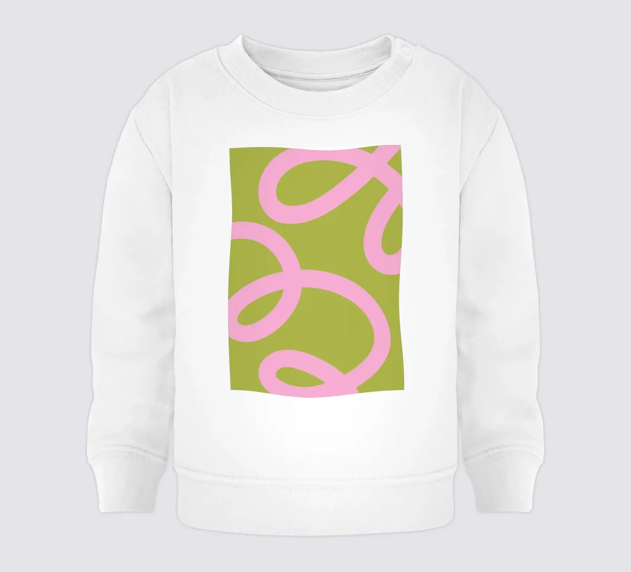 Playful Pink Ribbon Swirl on Olive Green Canvas baby sweatshirt by The Art Club