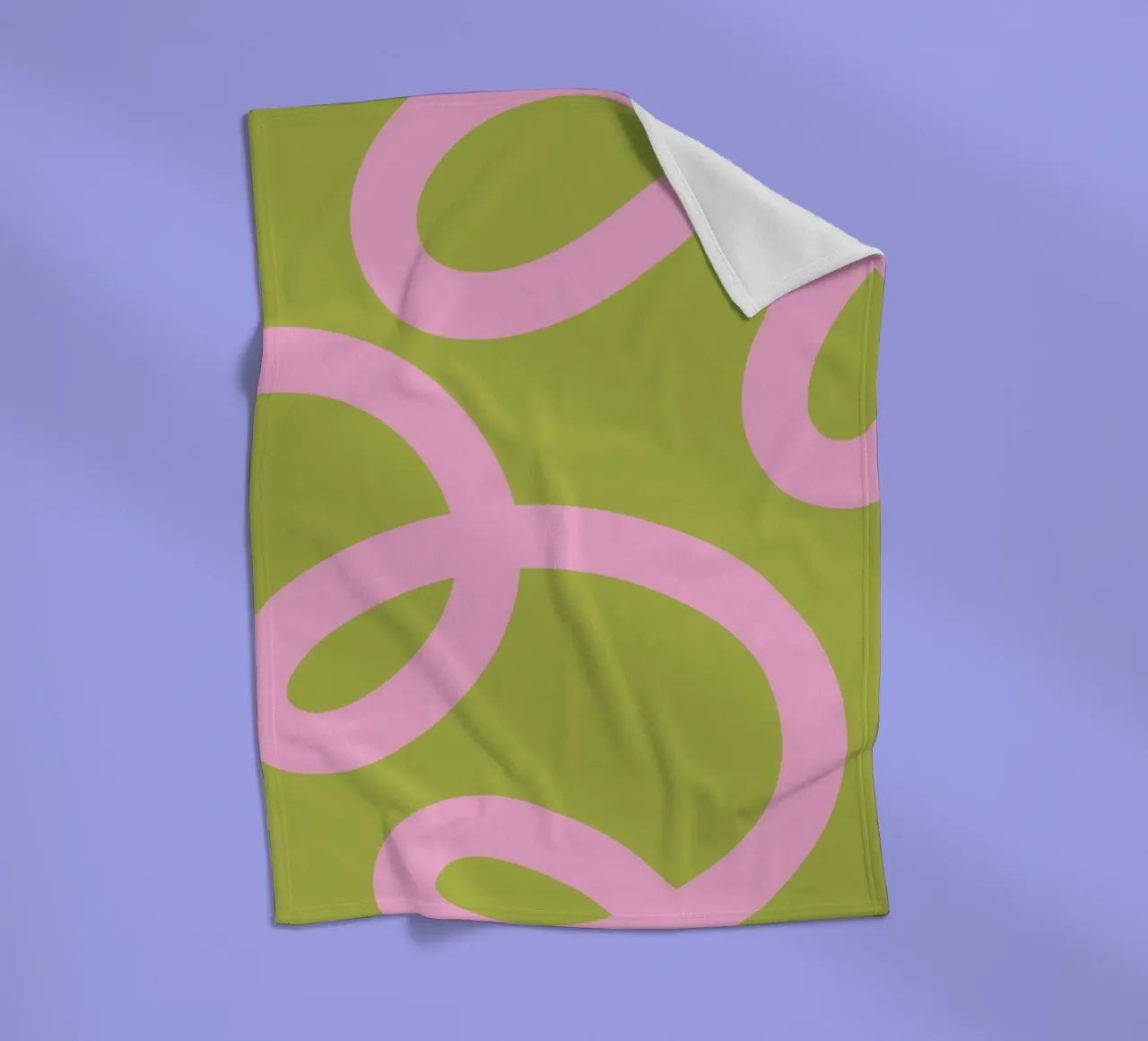 Speels roze lint op olijfgroen canvas fleecedeken van The Art Club