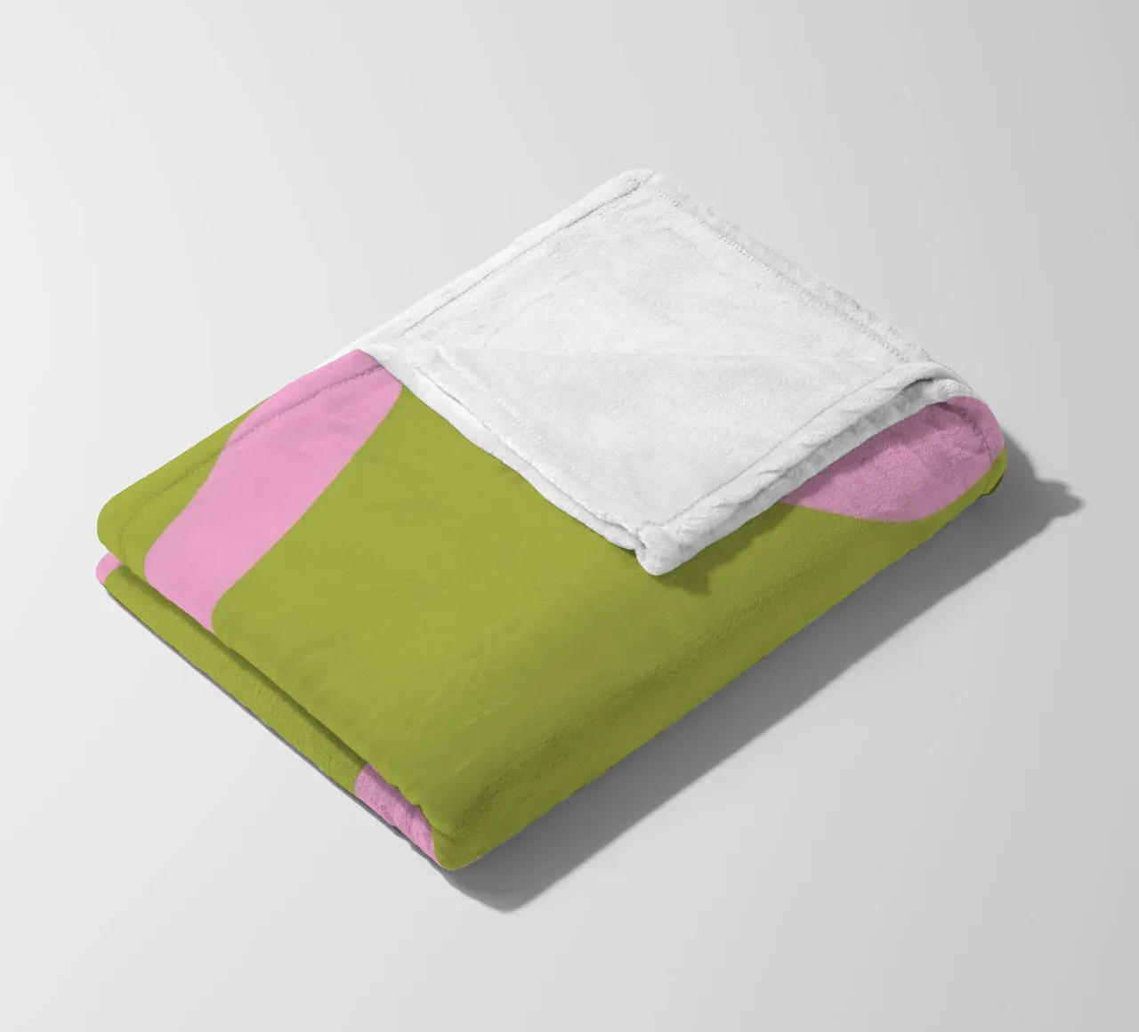 Speels roze lint op olijfgroen canvas fleecedeken van The Art Club
