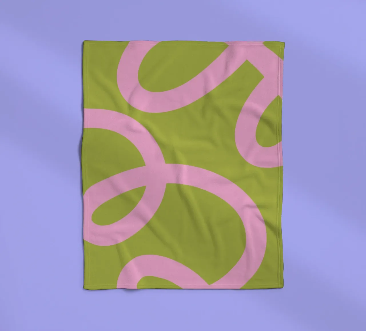 Speels roze lint op olijfgroen canvas fleecedeken van The Art Club