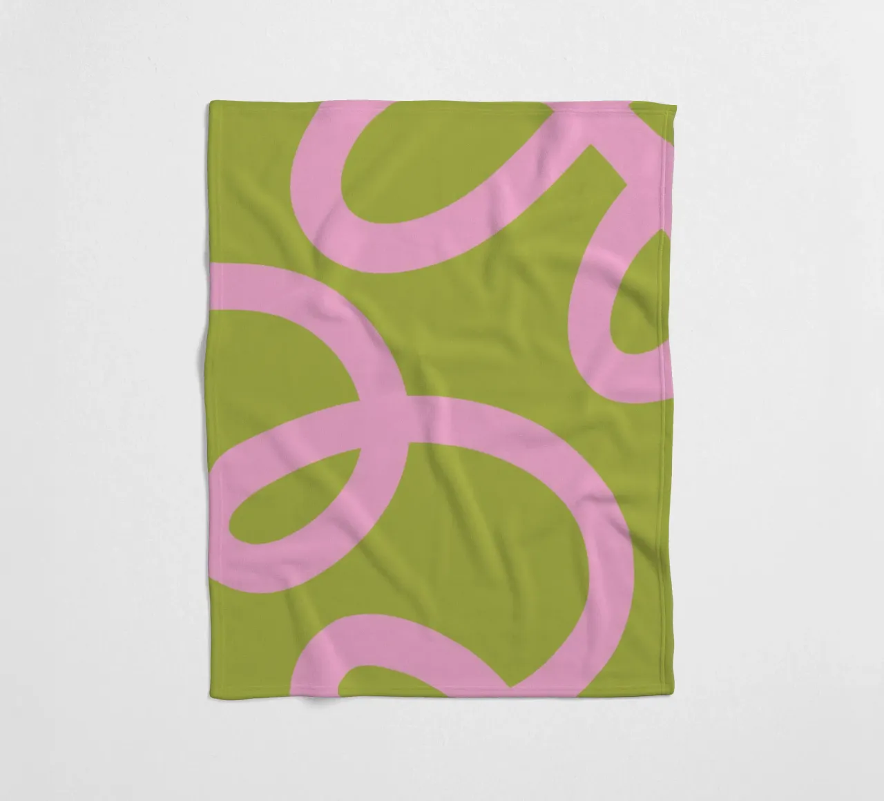 Speels roze lint op olijfgroen canvas fleecedeken van The Art Club