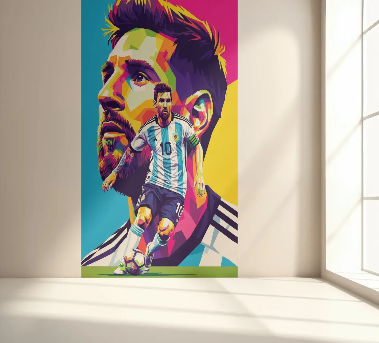 Lionel Messi in WPAP art style photo wallpaper by Hantamrata