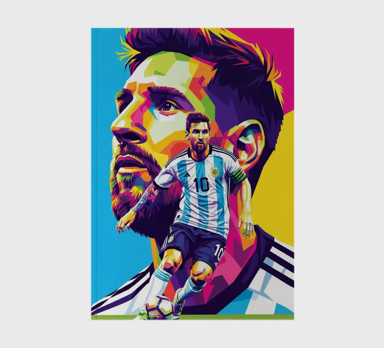 Lionel Messi in WPAP art style notebook by Hantamrata