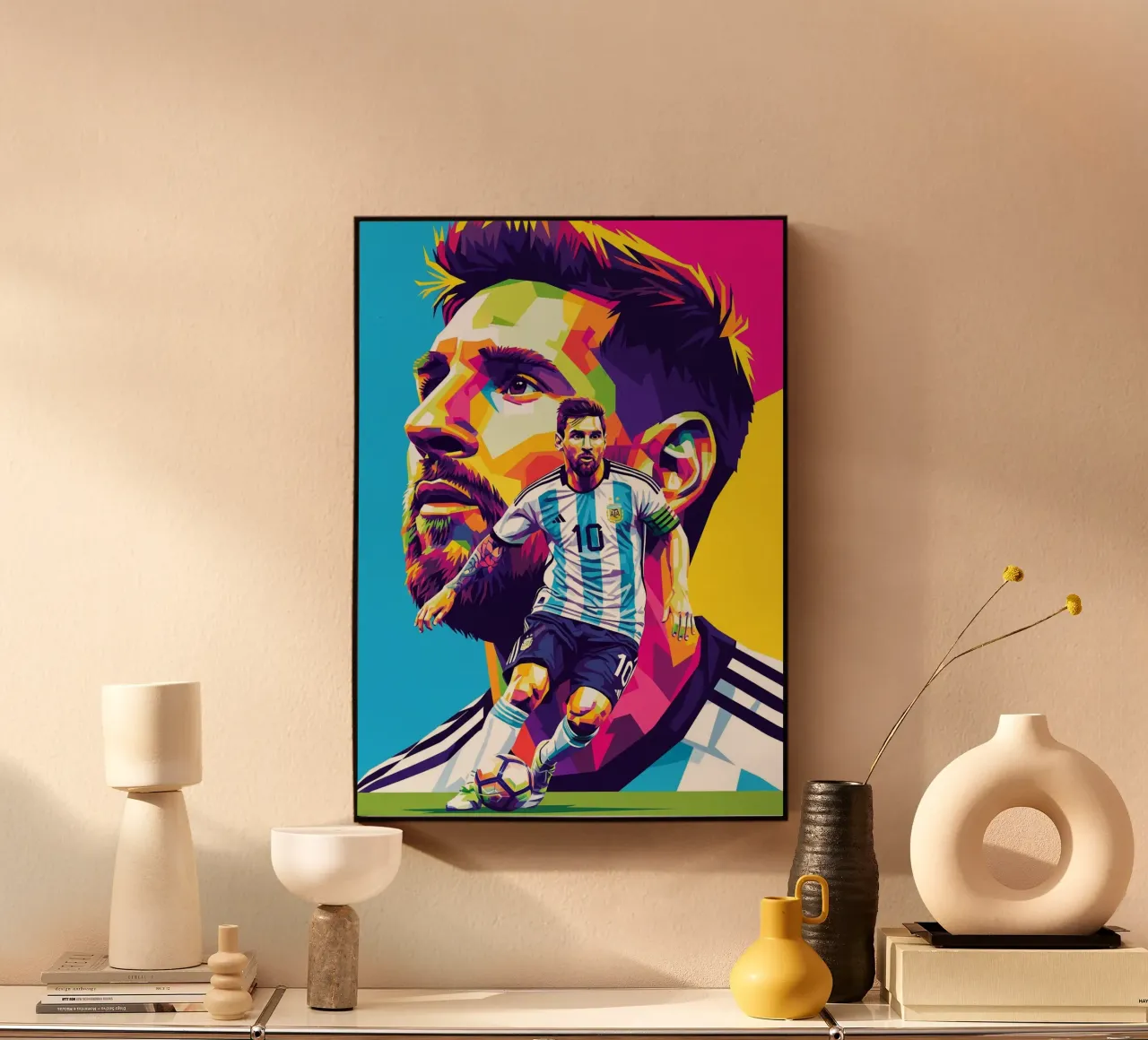Lionel Messi in stile WPAP alluminio dibond da Hantamrata