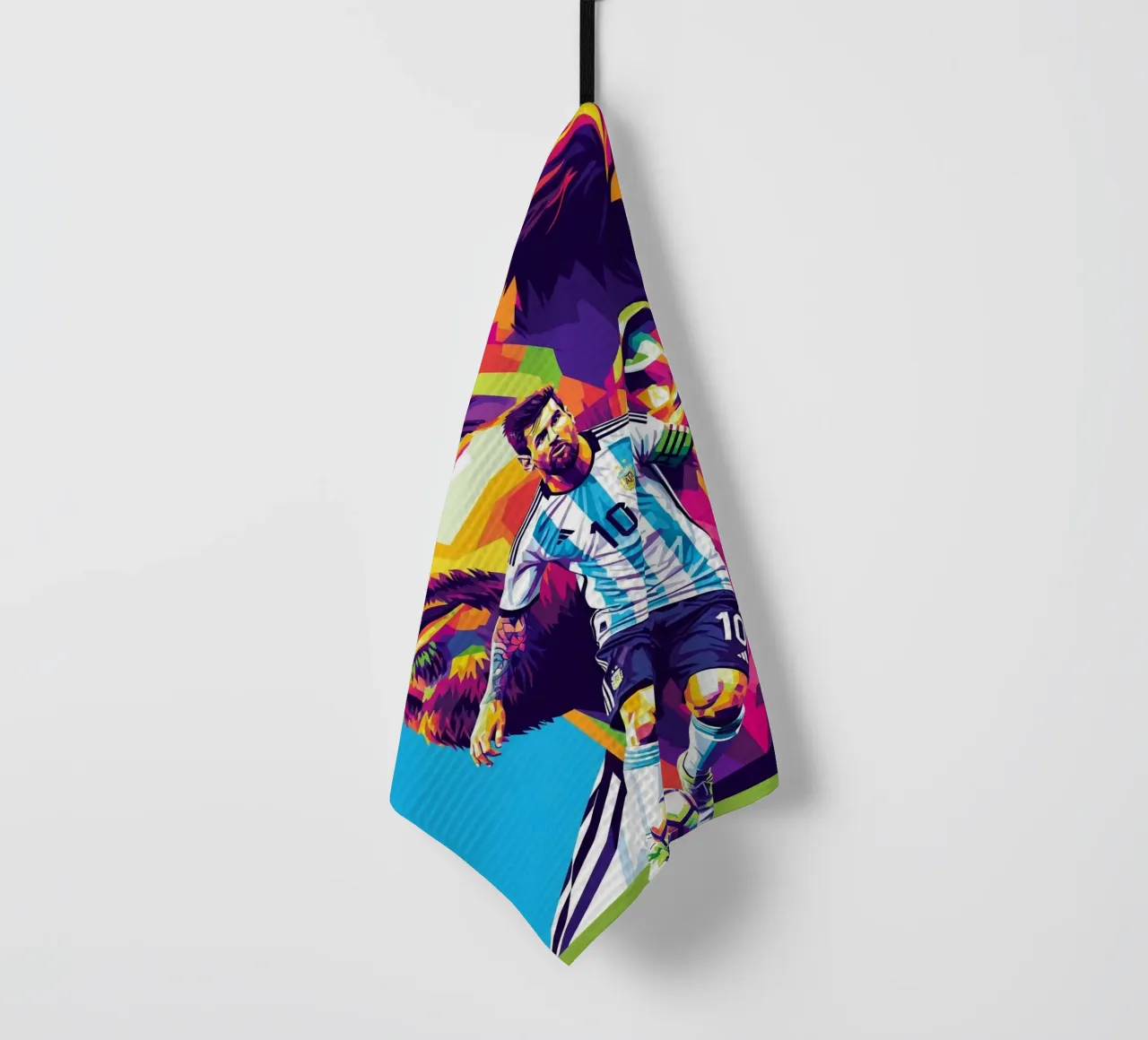 Lionel Messi in WPAP art style tea towel by Hantamrata