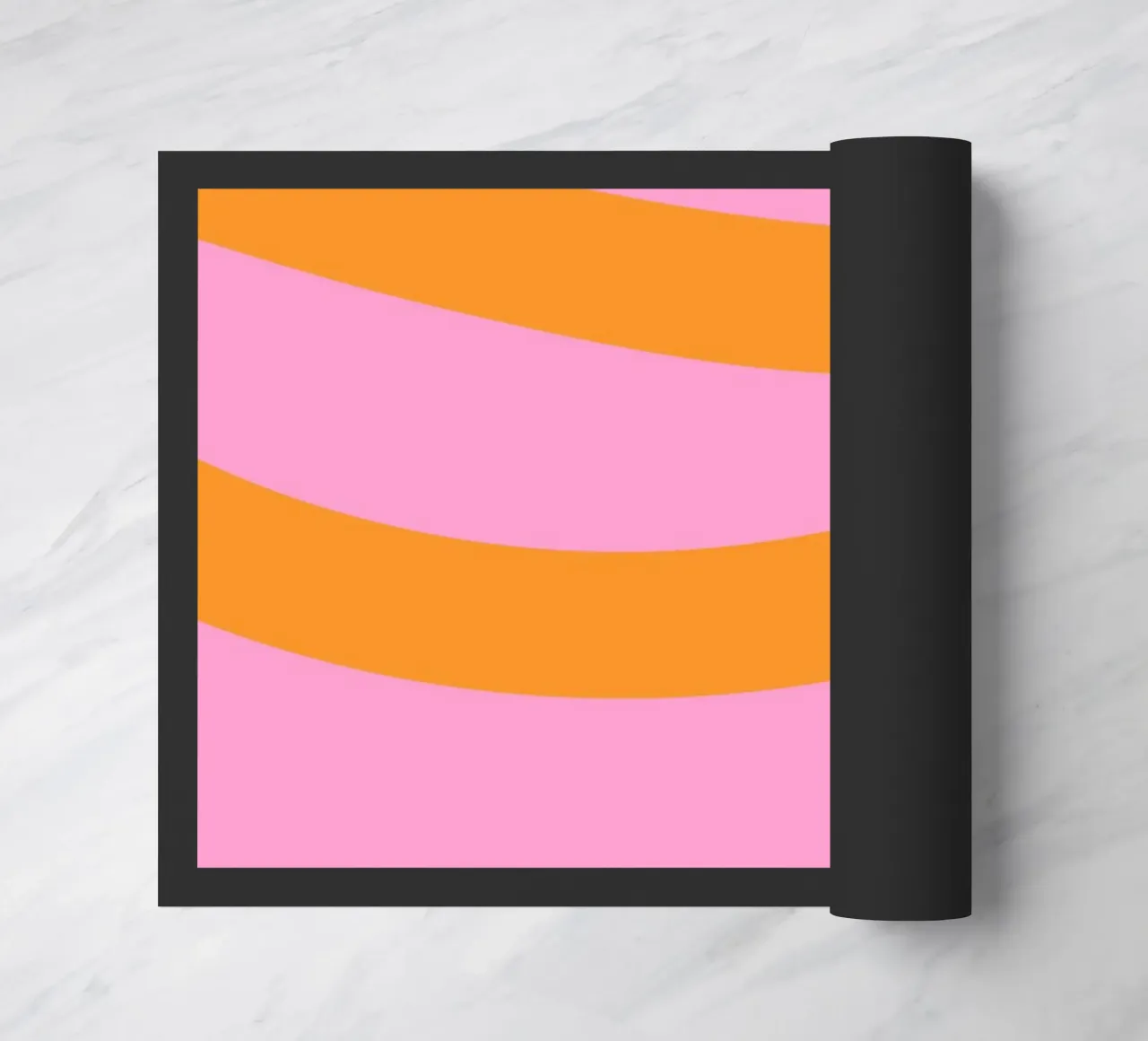 Sunny Yellow Flowing Lines on Soft Lilac Background doormat by The Art Club