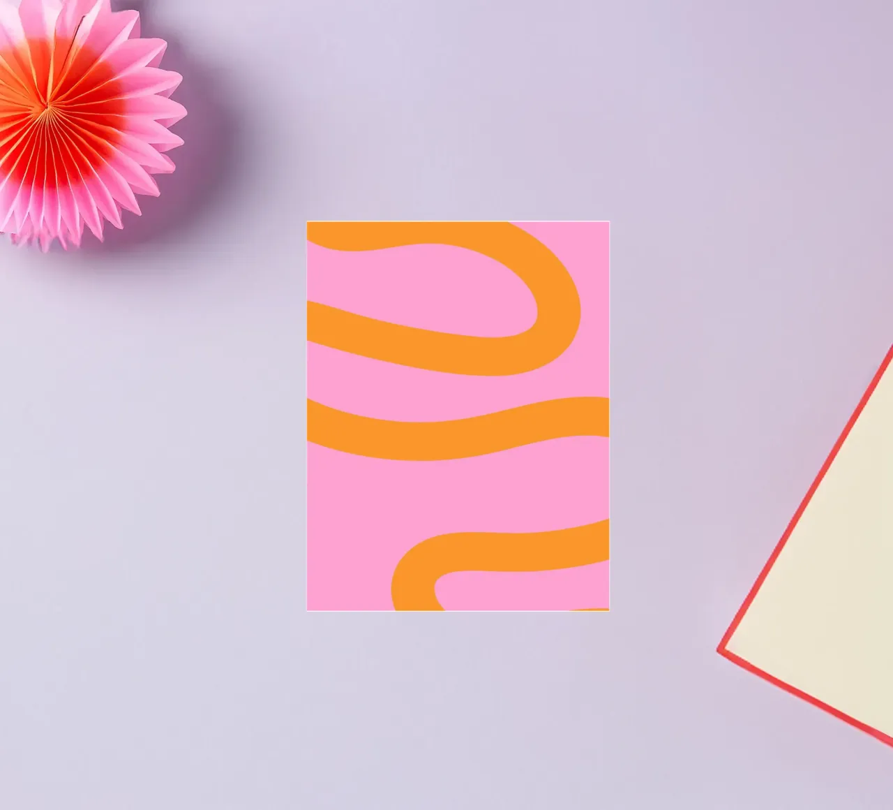 Sunny Yellow Flowing Lines on Soft Lilac Background Sticker von The Art Club