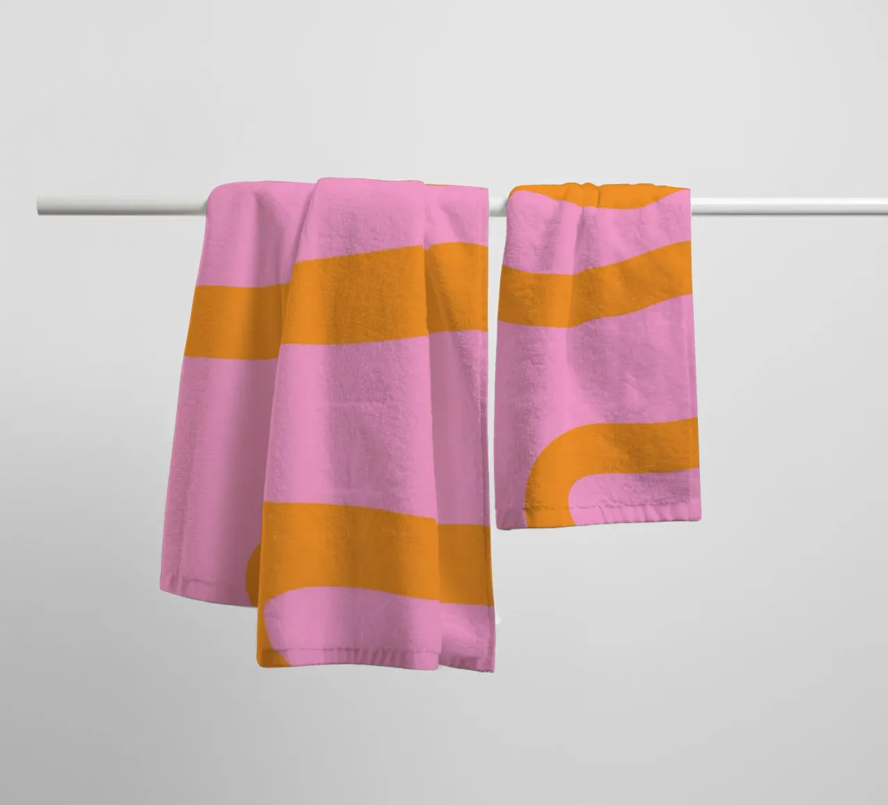Sunny Yellow Flowing Lines on Soft Lilac Background towel by The Art Club