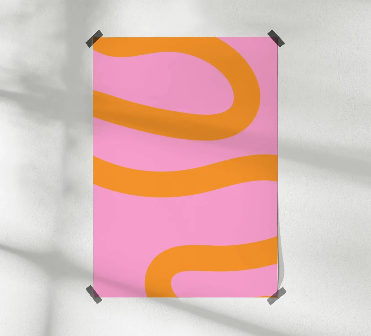 Sunny Yellow Flowing Lines on Soft Lilac Background hahnemühle by The Art Club