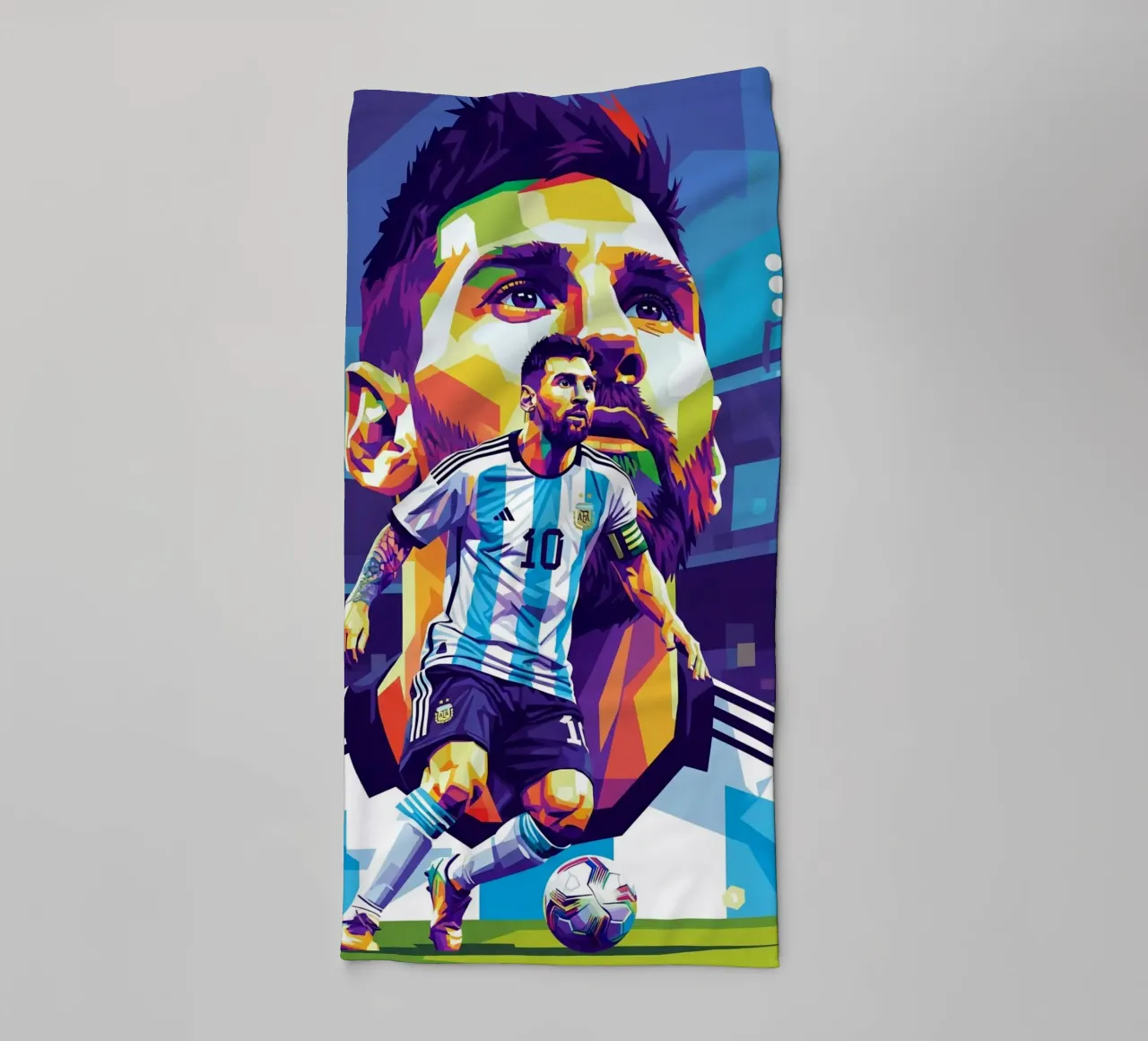 Lionel Messi - WPAP art style towel by Hantamrata