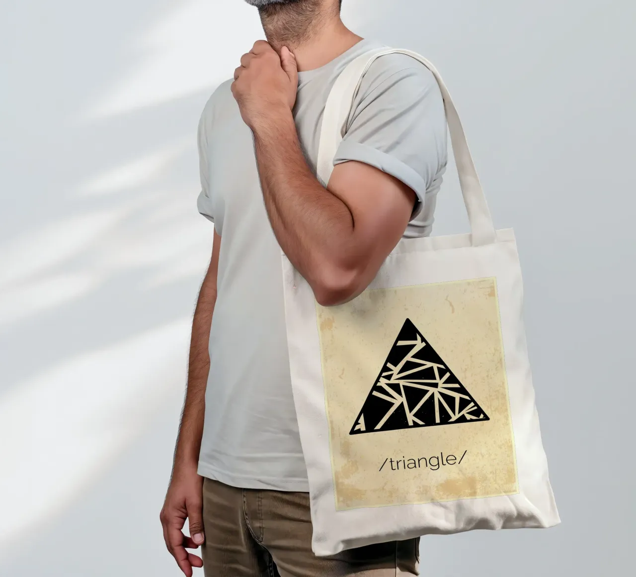 Triangolo bianco e nero borsa in juta da Edson Studio