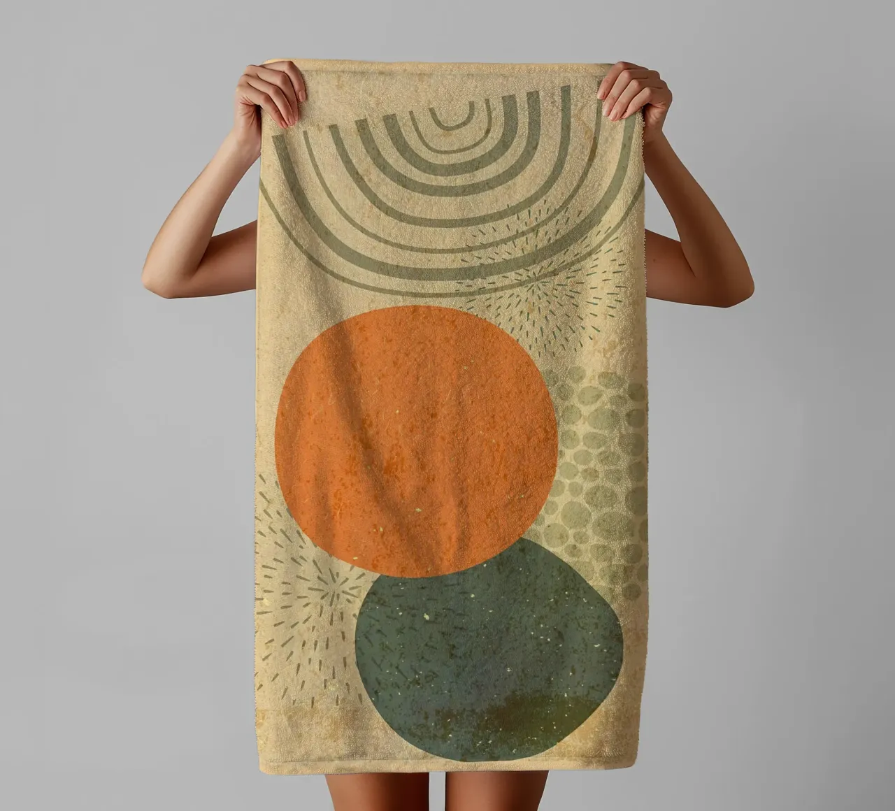 Boho rainbow abstract art towel by Edson Studio