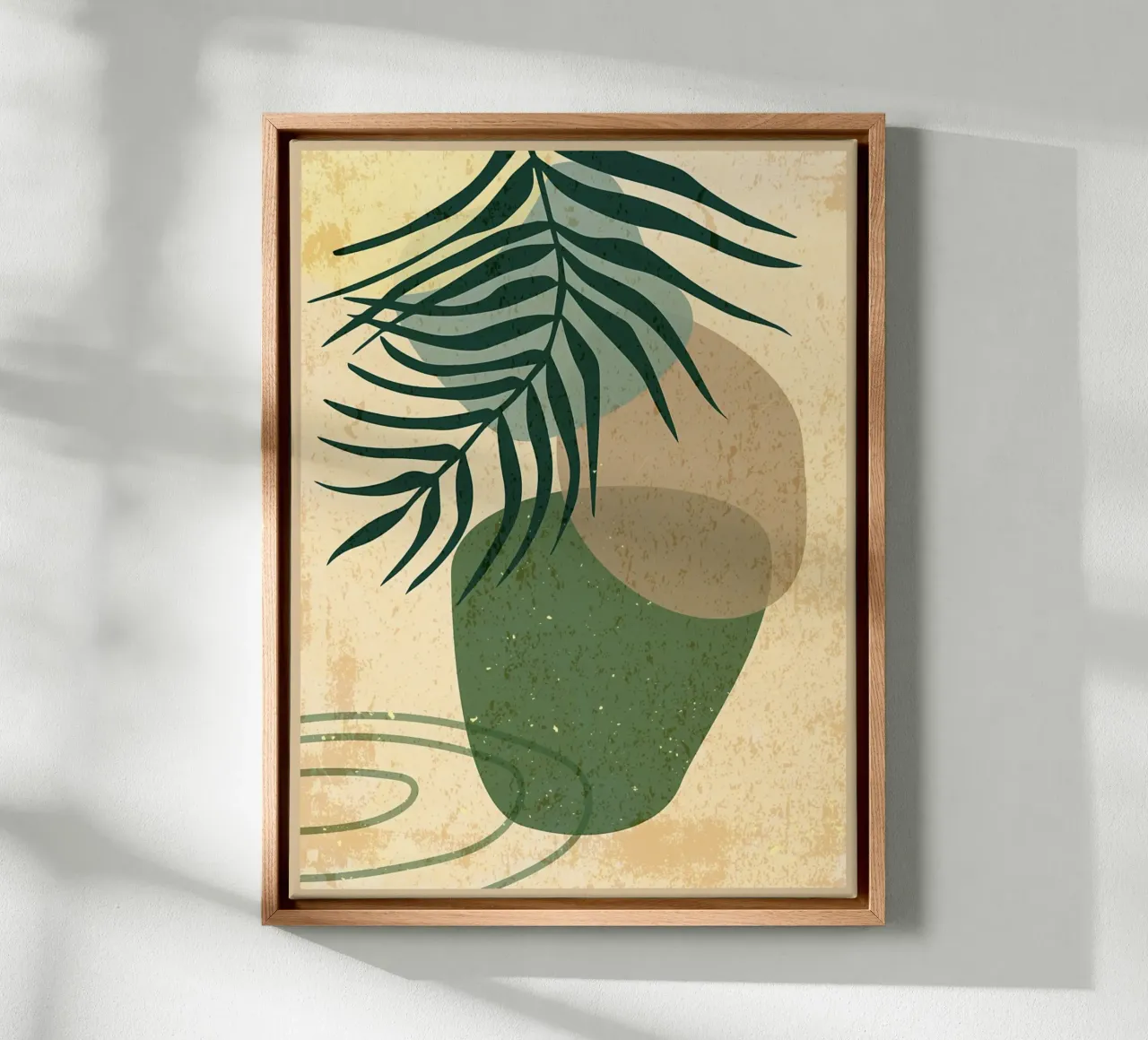 Botanisch blad abstracte kunst canvas met Baklijst van Edson Studio