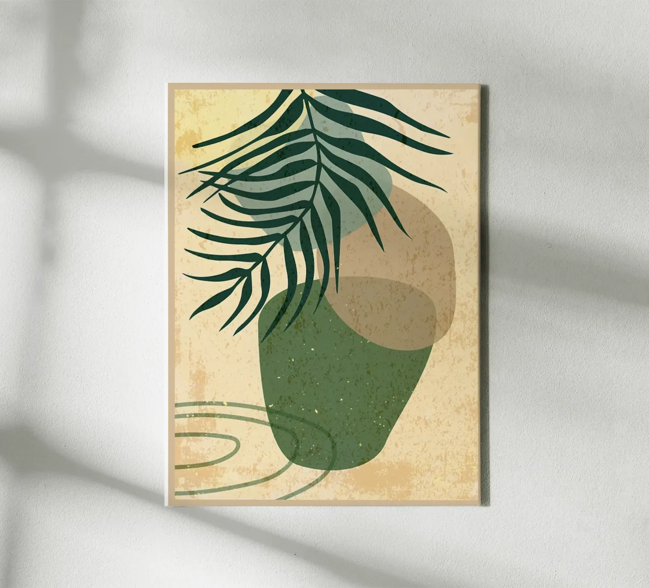 Botanisch blad abstracte kunst canvas met Baklijst van Edson Studio