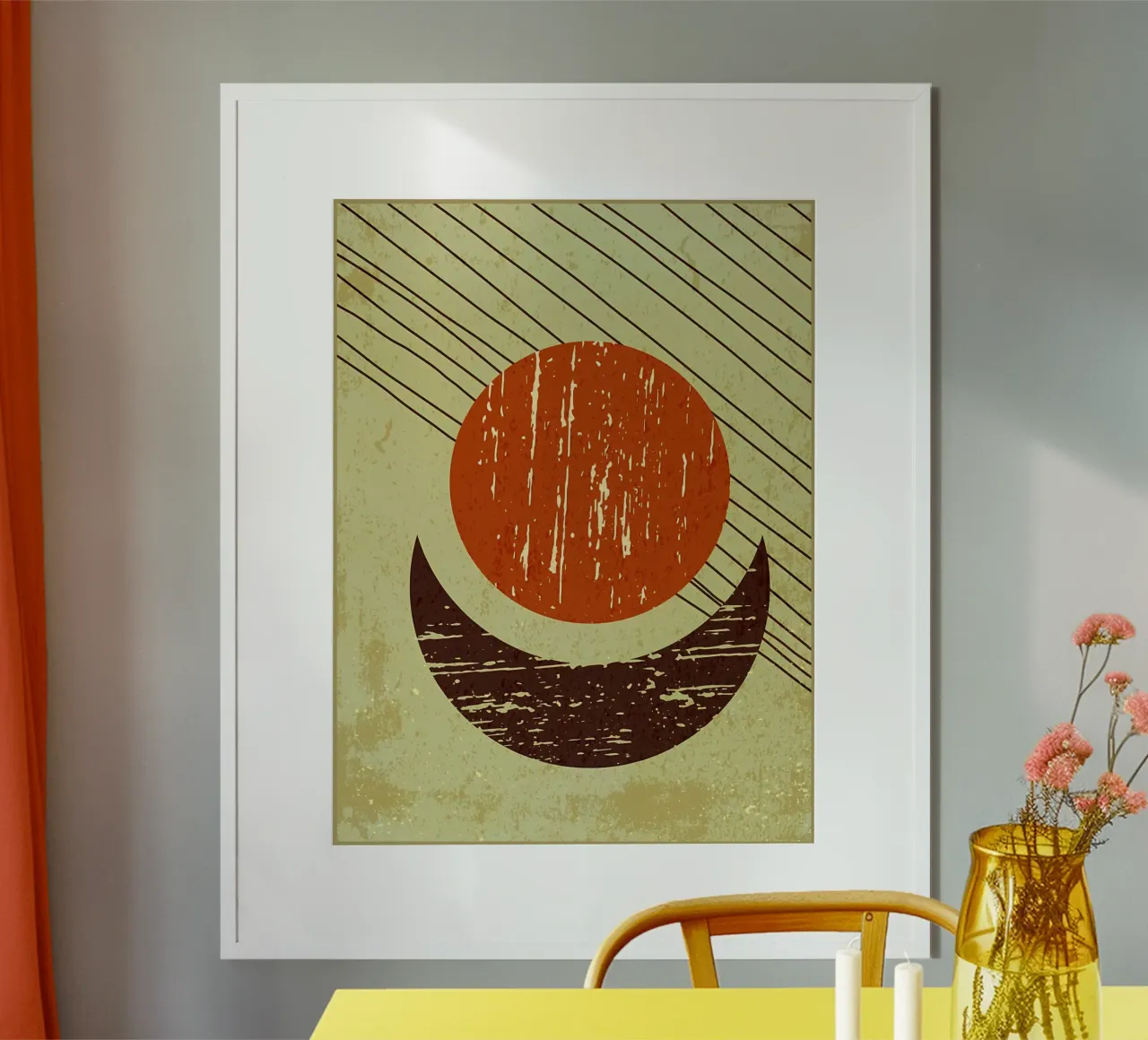 Disegno della mezzaluna poster con telaio in legno da Edson Studio