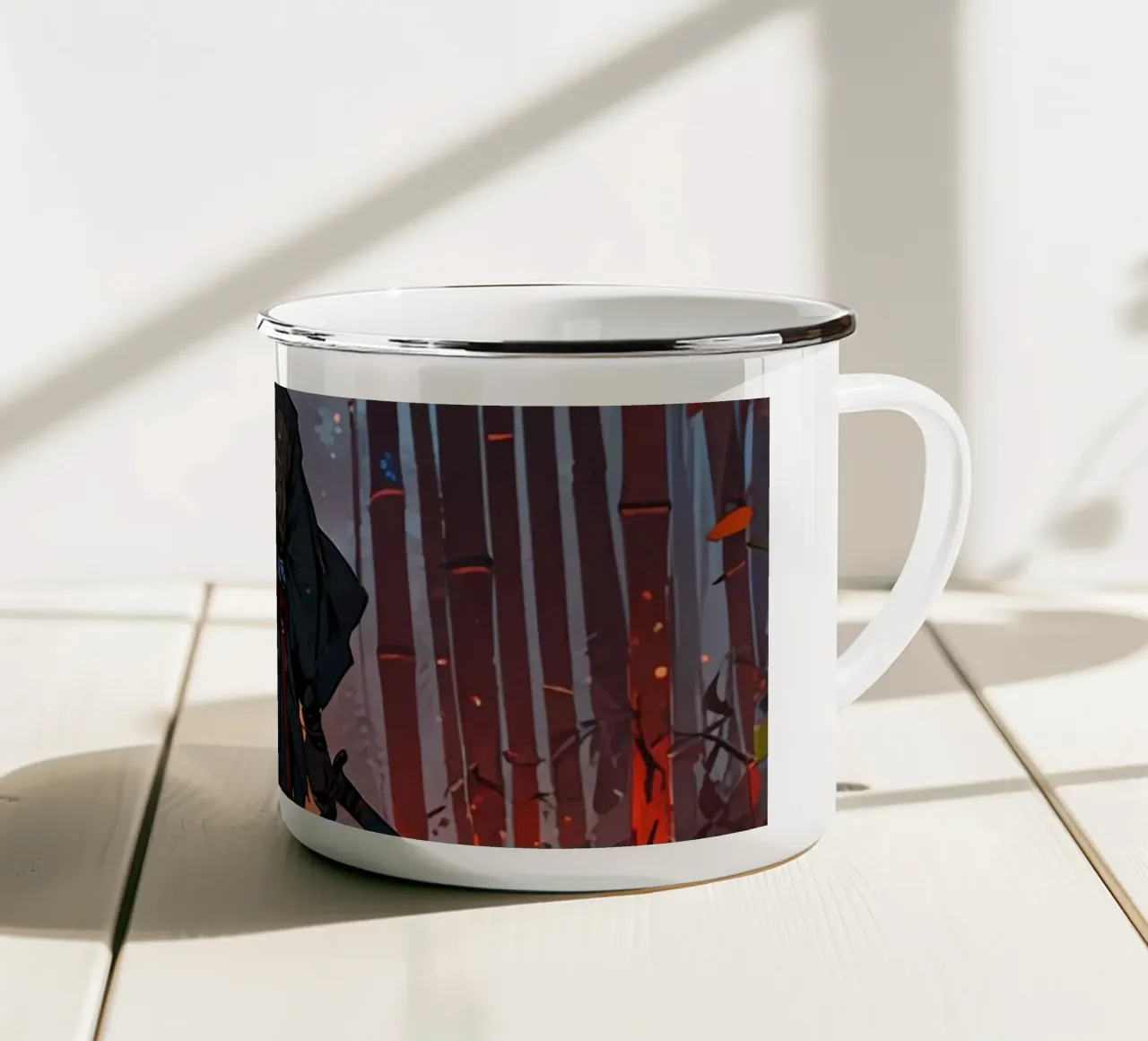 samurai giapponese tazza in smalto da rock music