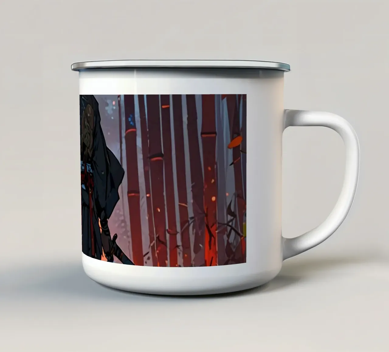 samurai giapponese tazza in smalto da rock music