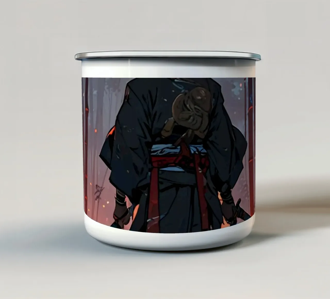 samurai giapponese tazza in smalto da rock music