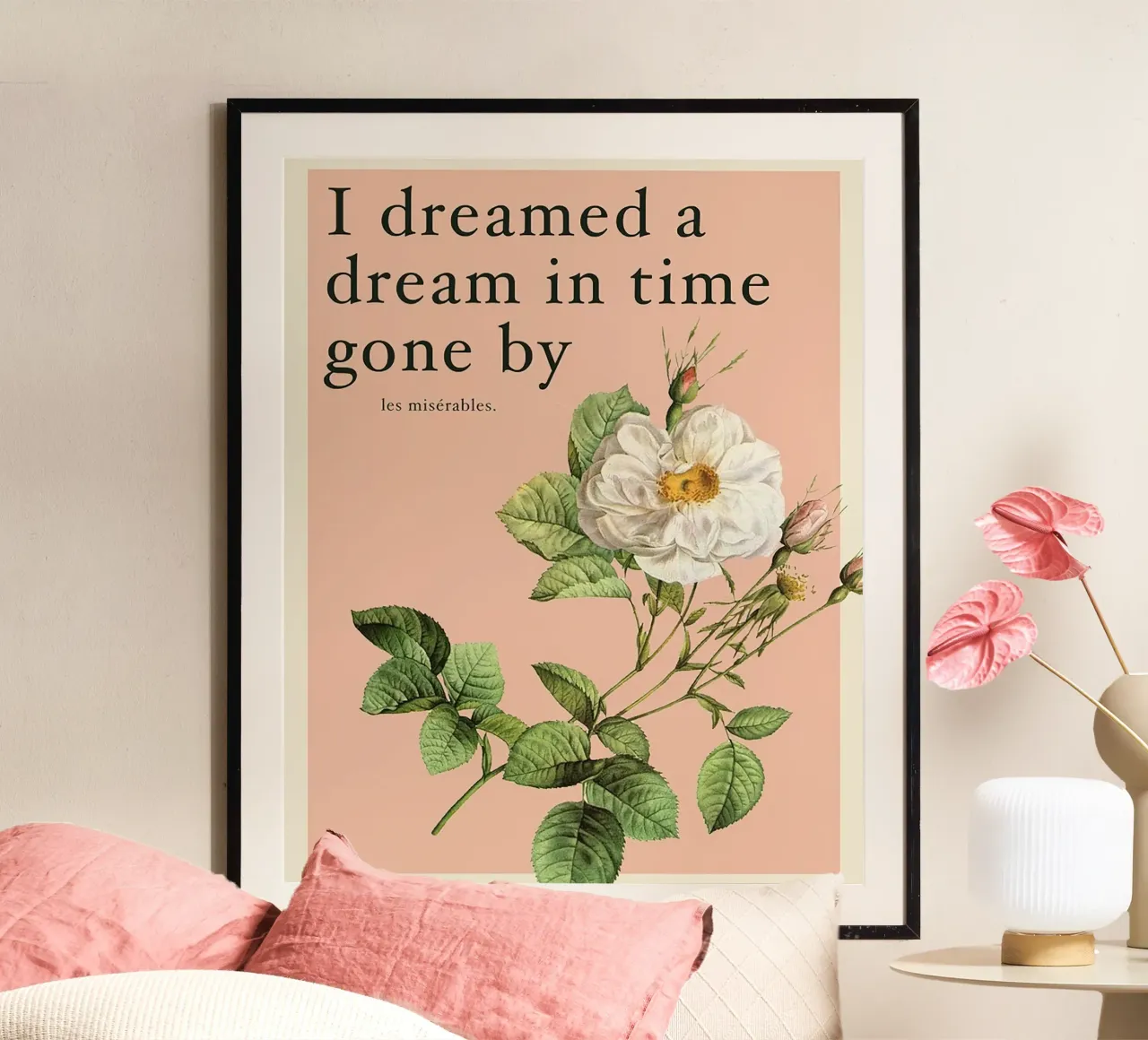 Ho sognato un sogno Citazione poster con telaio in legno da Leahprint