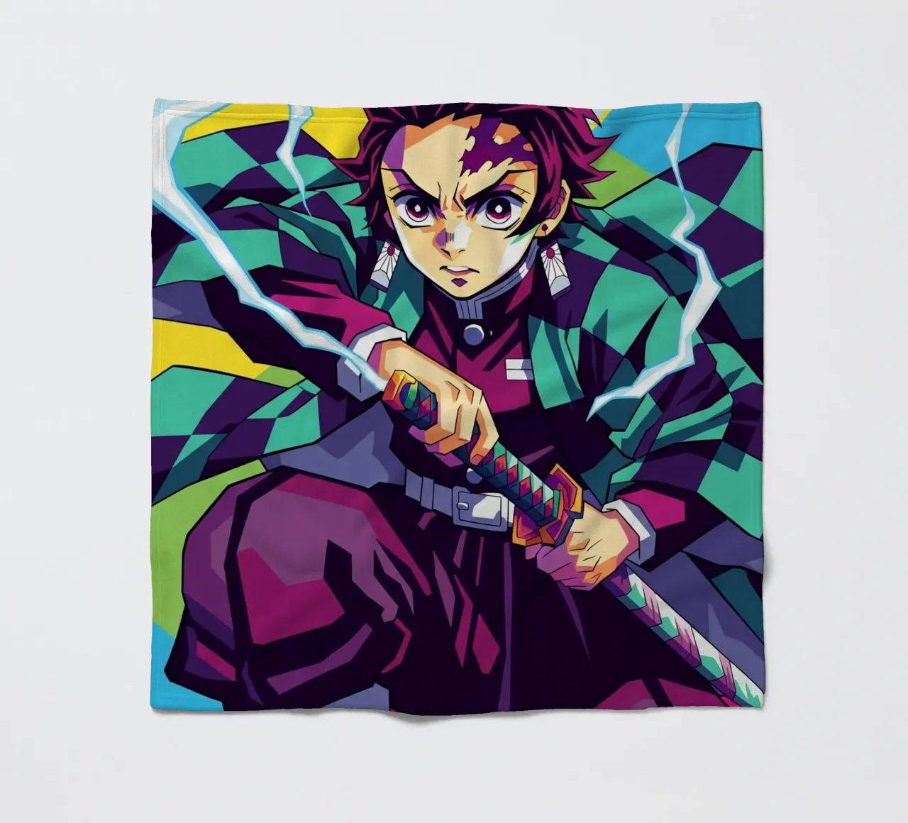 Tanjiro Kamado - Demon Slayer (2) fleece blanket by Hantamrata