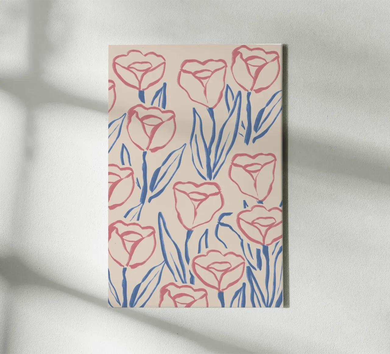 Abstracte schetskunst met bloemen en bladeren canvas met Baklijst van Melloi Art Print