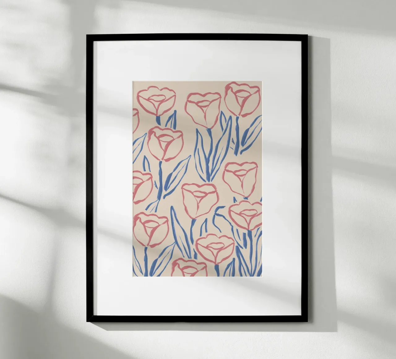 Abstracte schetskunst met bloemen en bladeren poster van Melloi Art Print
