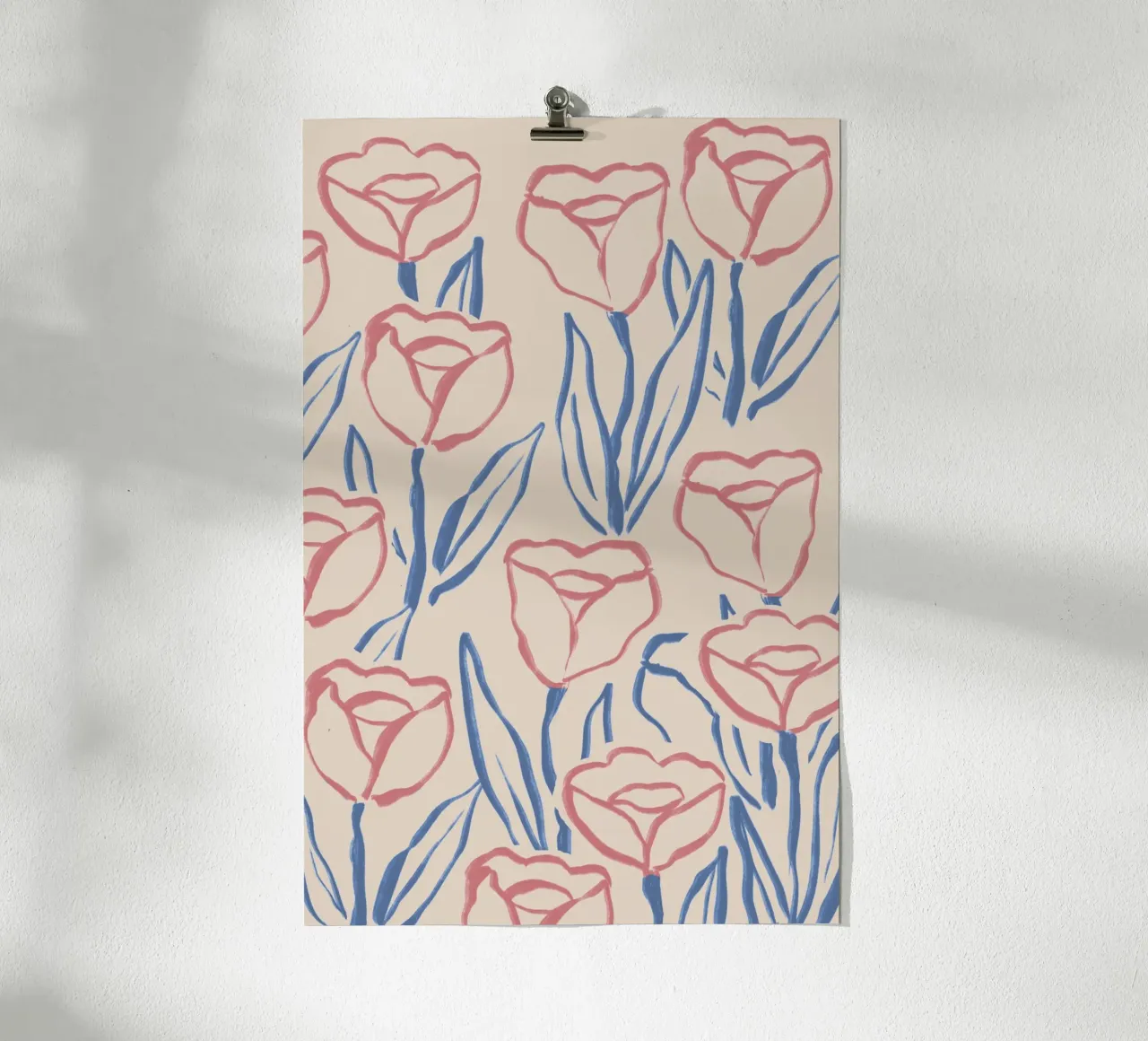 Abstracte schetskunst met bloemen en bladeren poster van Melloi Art Print